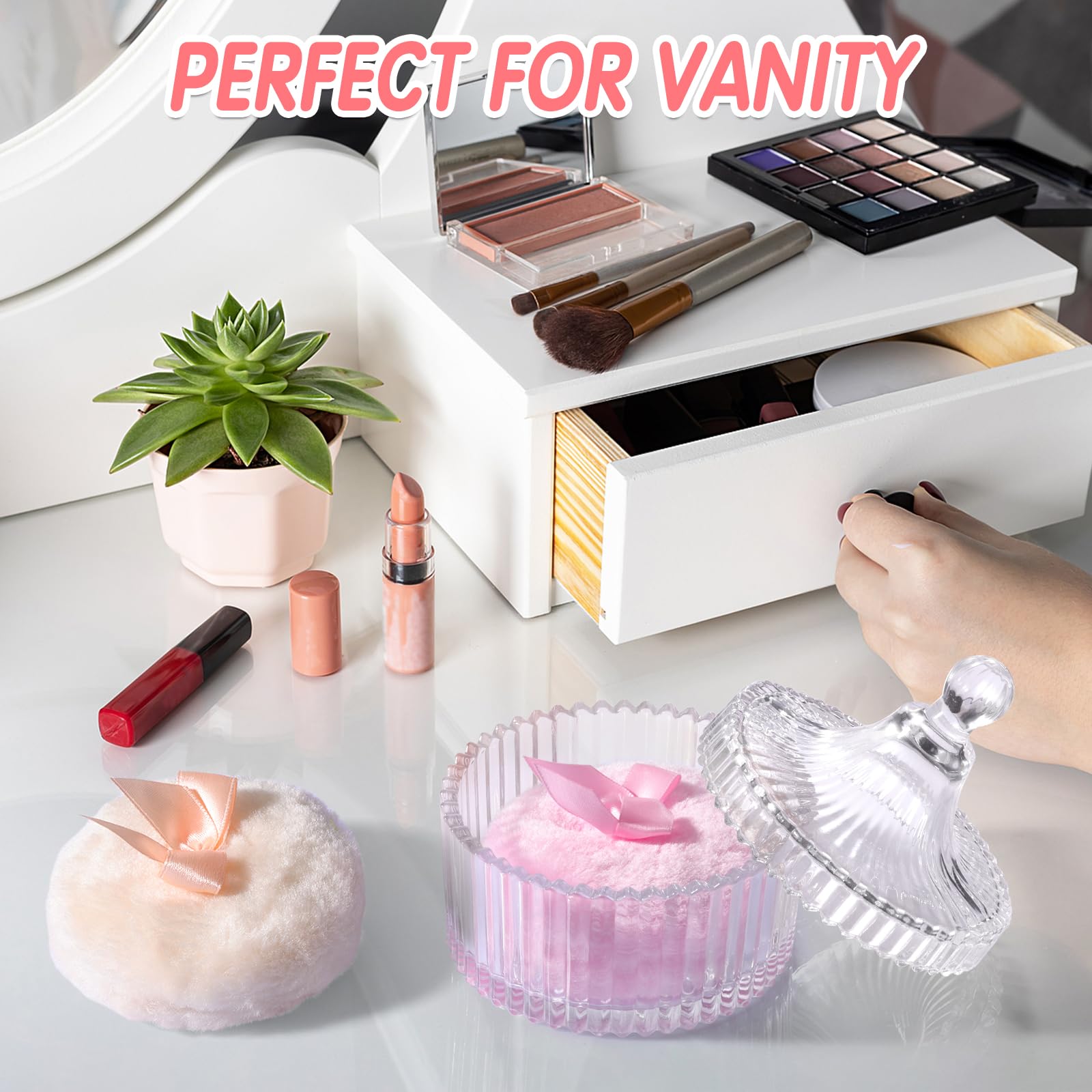 Draupnir Body Powder Puff & Container – 2 Puffs + Glass Powder Container