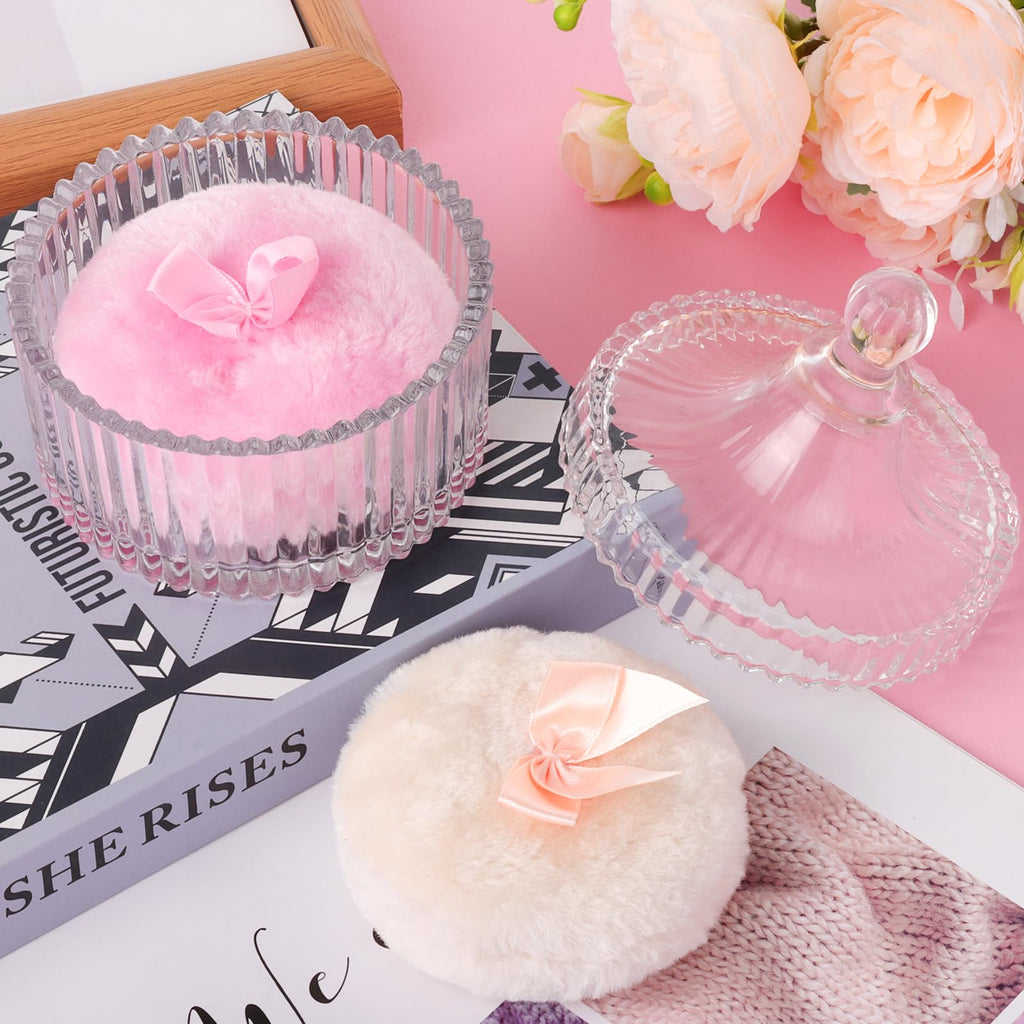 Draupnir Body Powder Puff & Container – 2 Puffs + Glass Powder Container