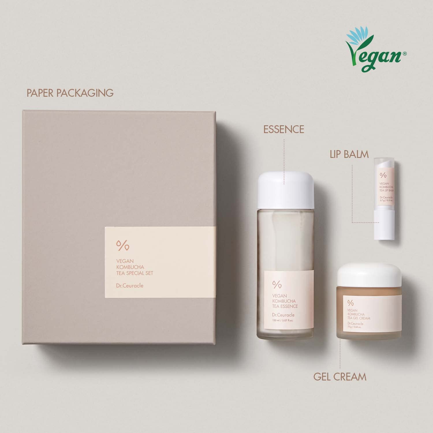 Dr.Ceuracle Vegan Kombucha Tea Essence & Gel Cream – Holiday Korean Skincare Gift Set (Special Set)