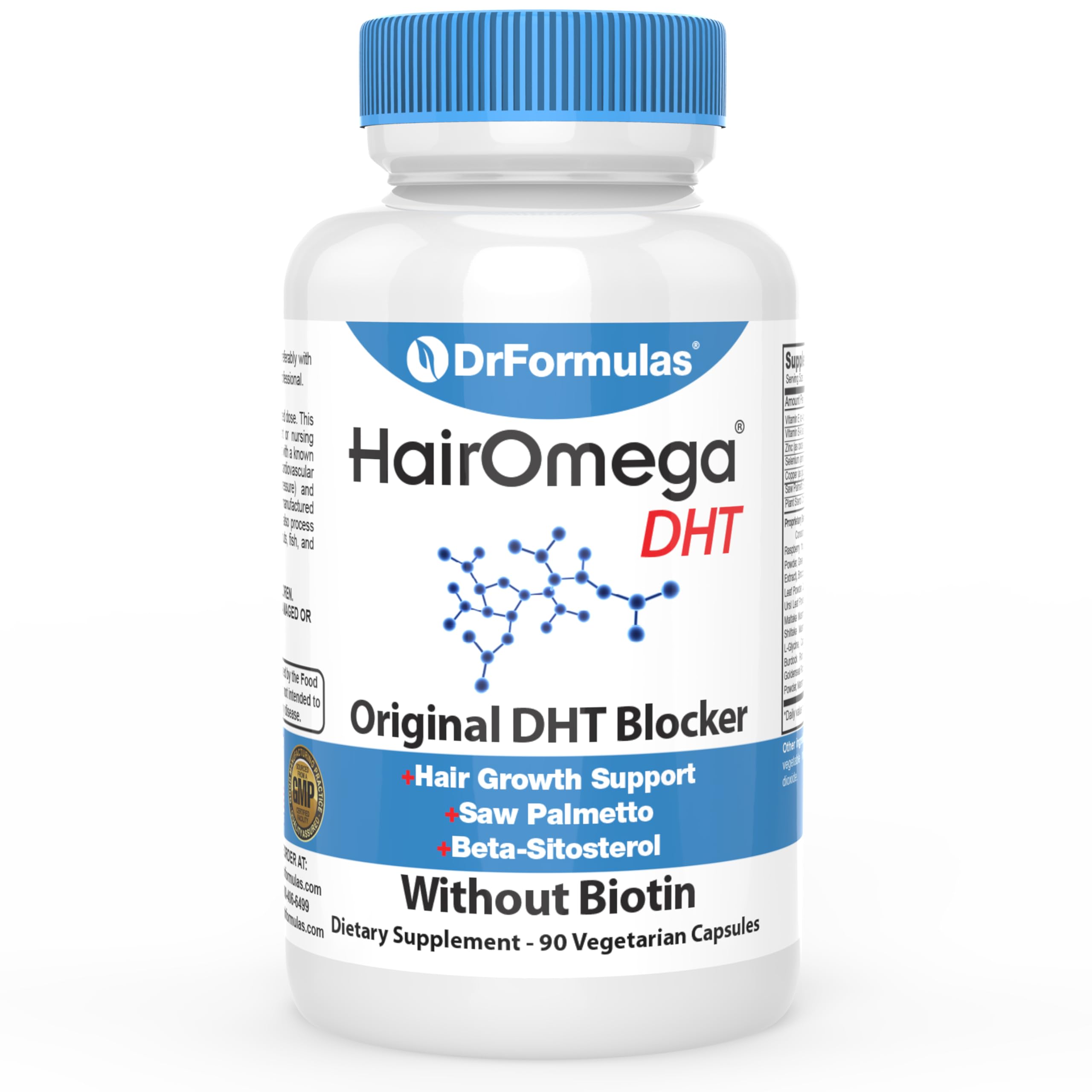 DrFormulas Original DHT Blocker Without Biotin | 45-Day Hair Health Supplement for Women & Men, 90 Vegetarian Capsules