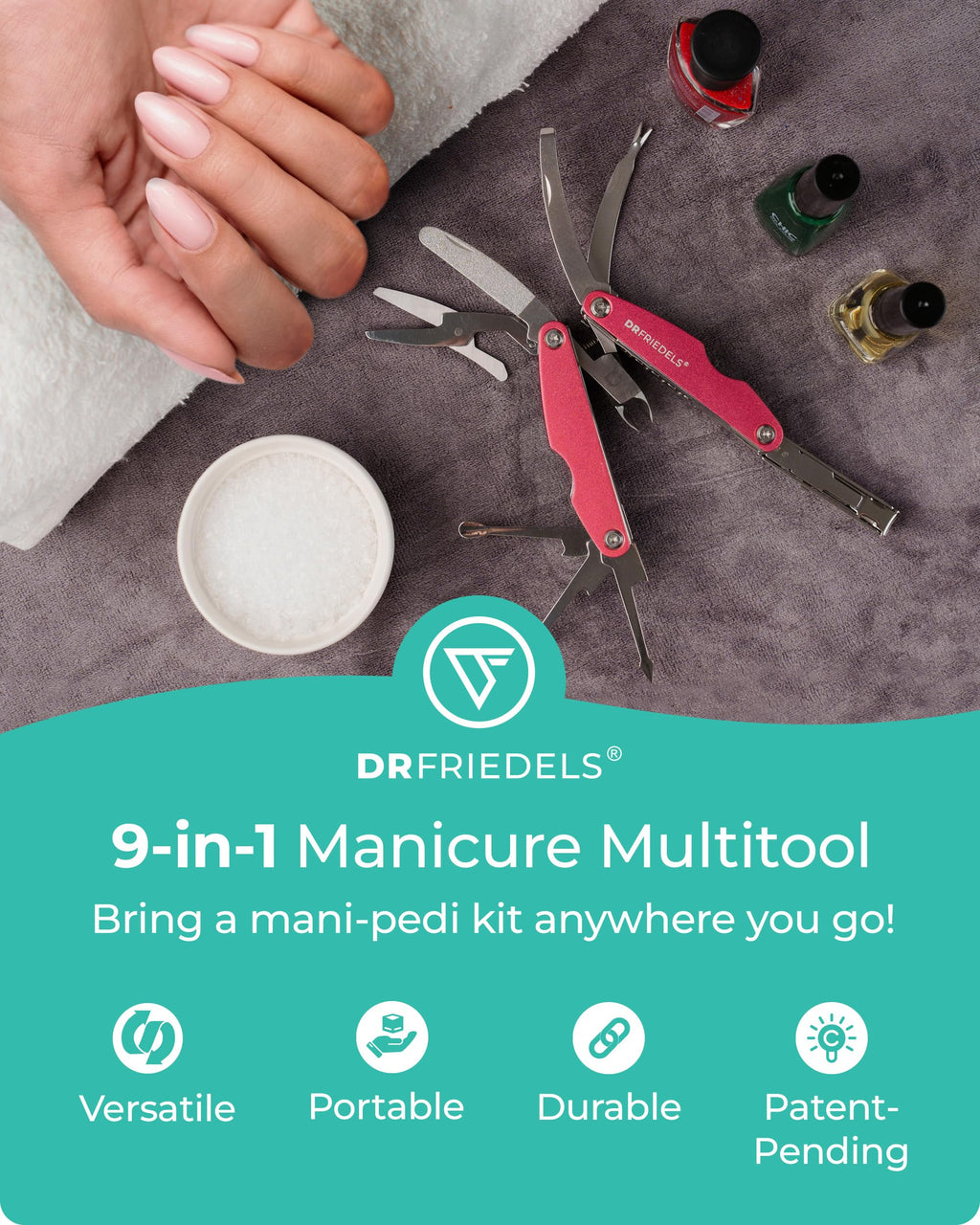DRFRIEDELS 9-in-1 Manicure & Pedicure Kit — Professional Nail Care Tools