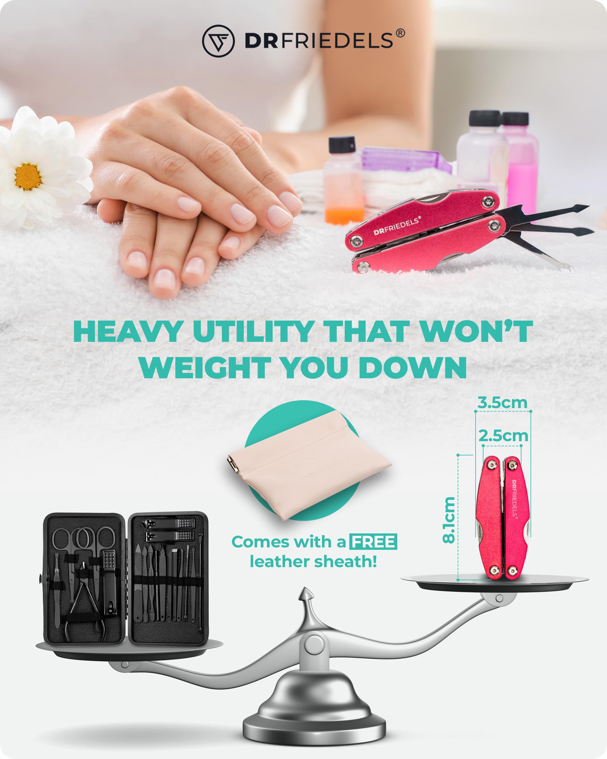 DRFRIEDELS 9-in-1 Manicure & Pedicure Kit — Professional Nail Care Tools
