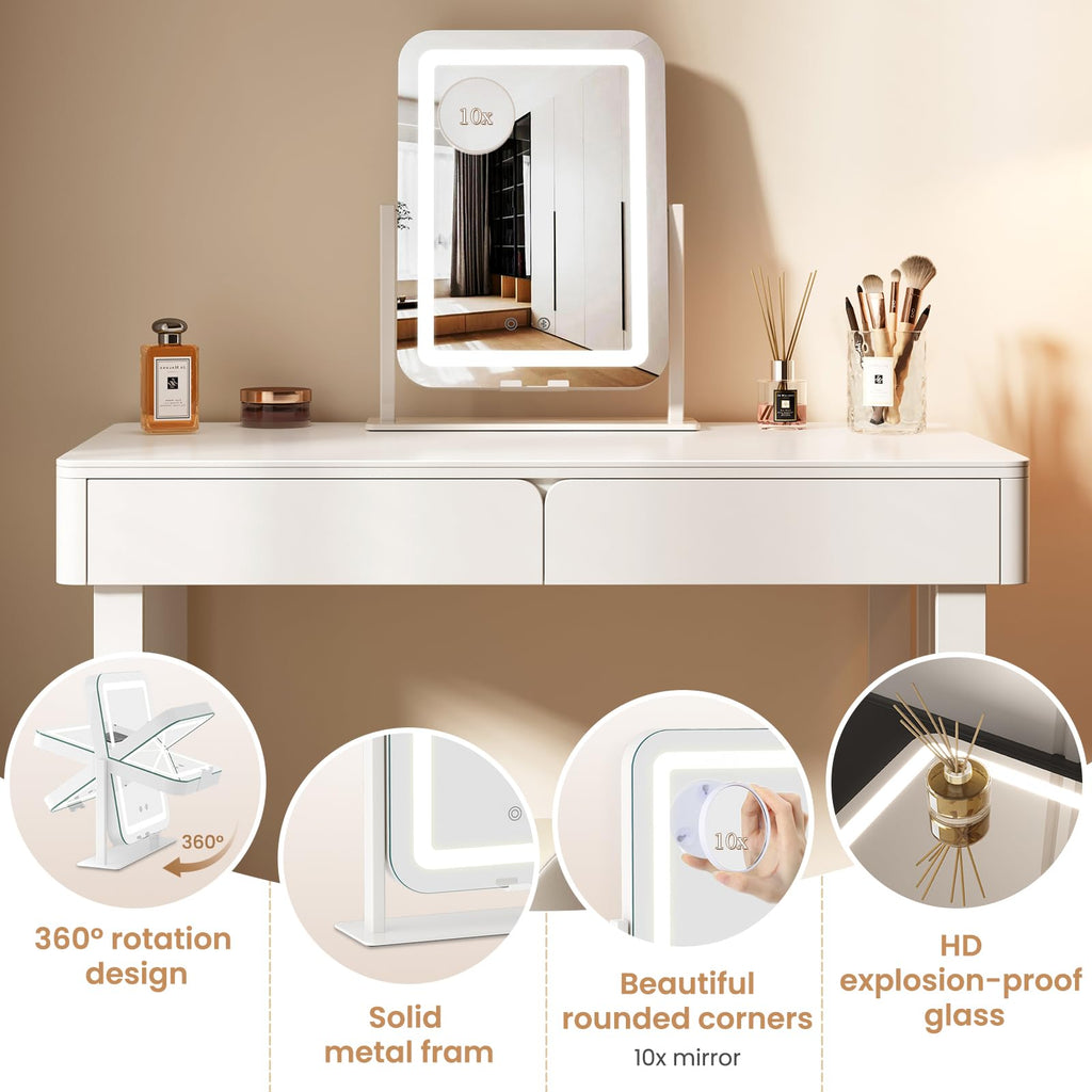 Dripex Lighted Vanity Mirror with Bluetooth Speaker & USB Charging Port – 15x12 in, 3-Color Dimmable LED