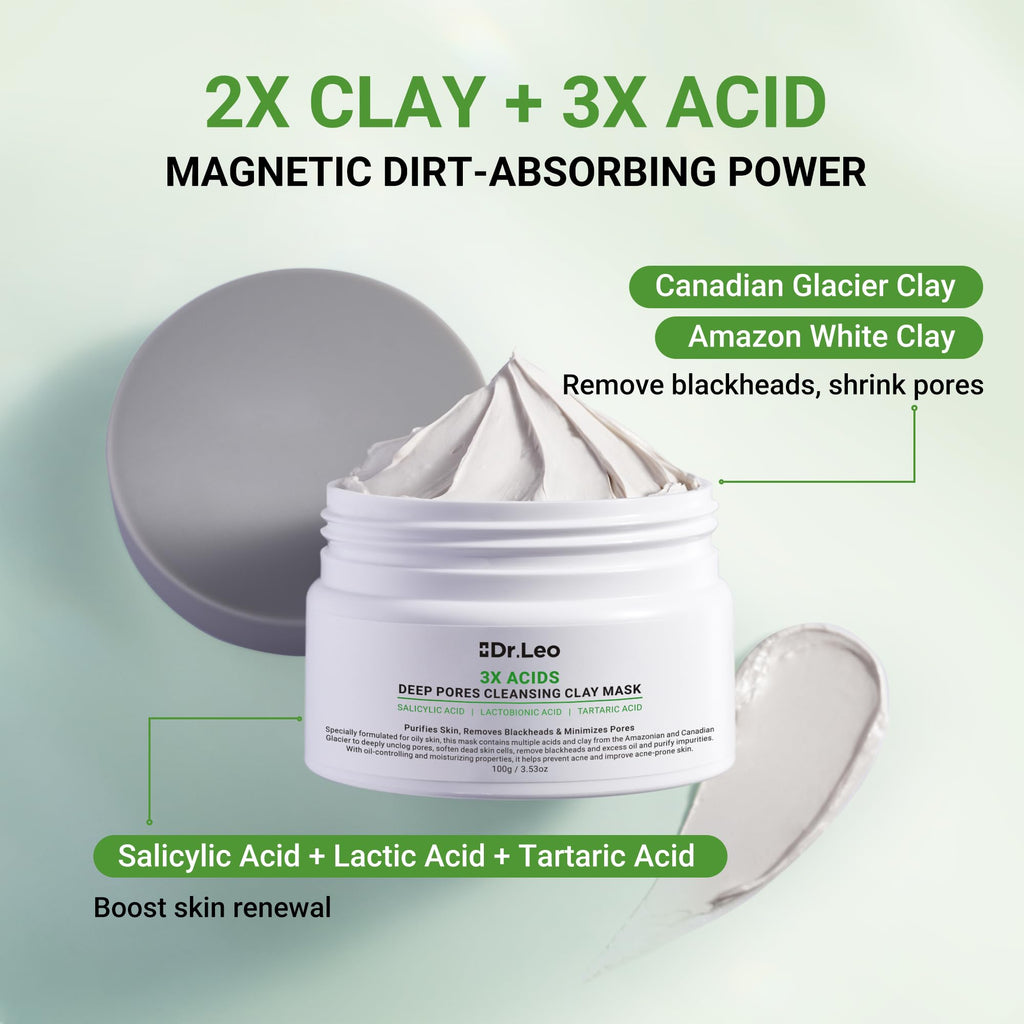 Dr.Leo Amazonian White Clay & Glacier Clay 3X Acid Mask – Deep Clean Pores