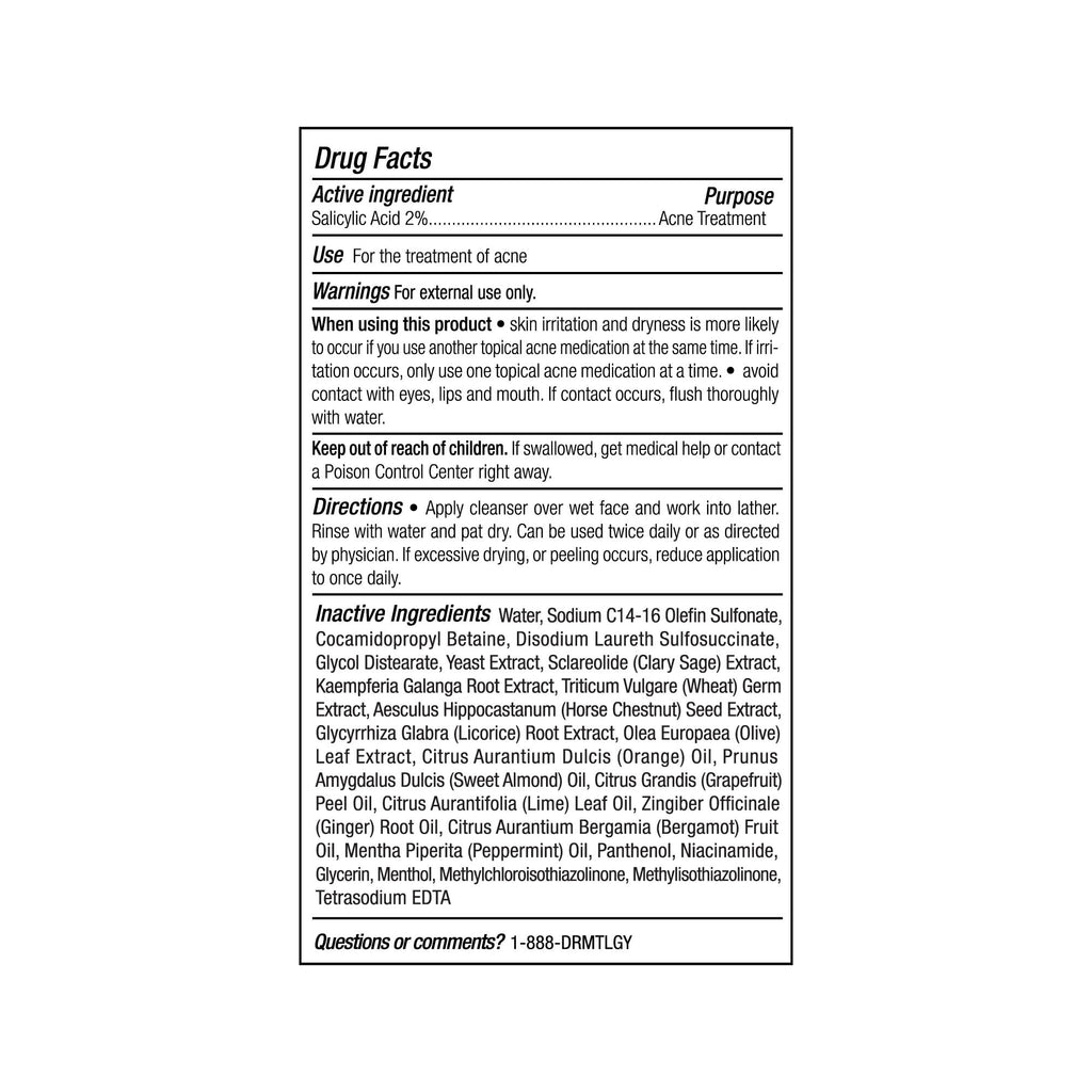 DRMTLGY Acne Cleanser — Oil-Free 2% Salicylic Acid Face Wash