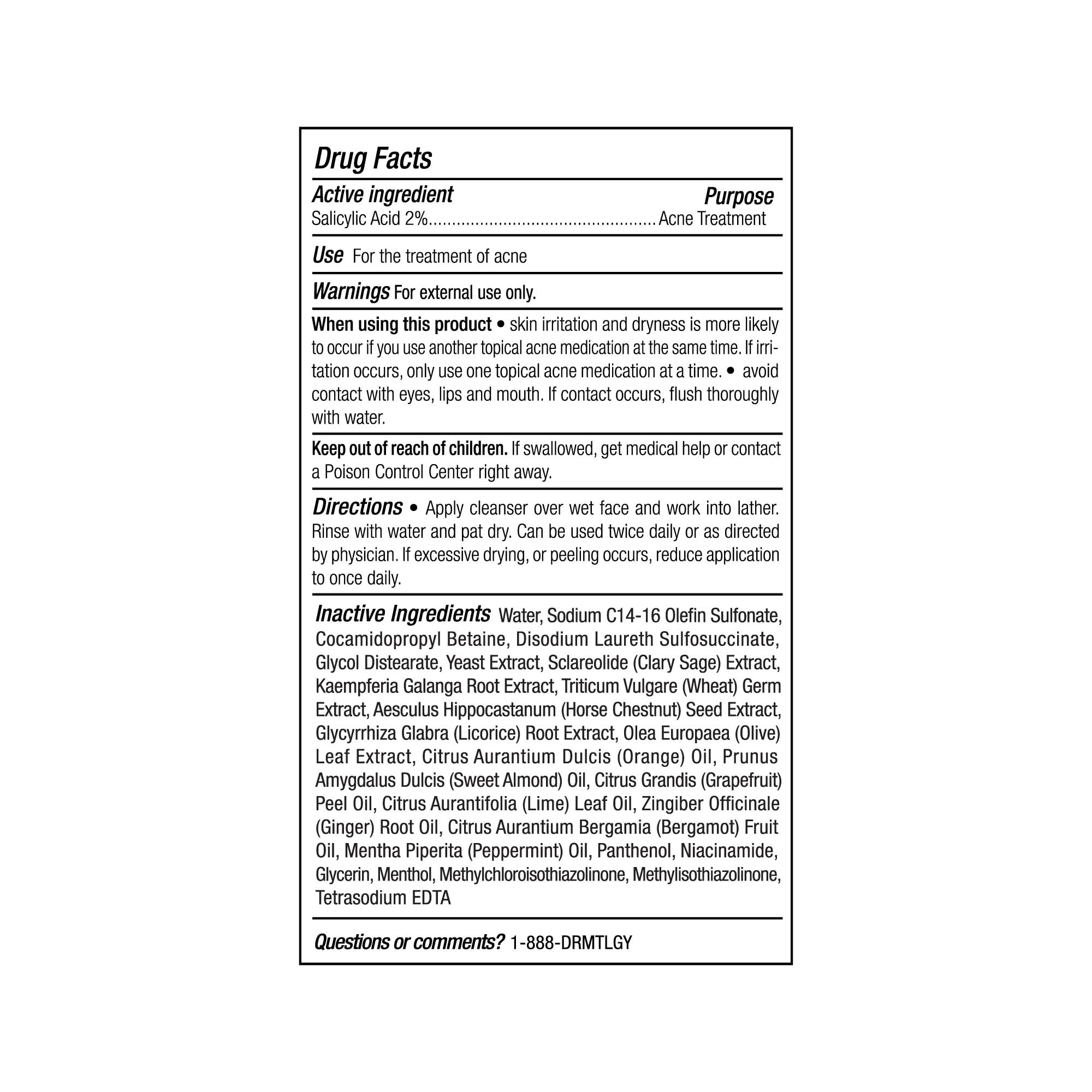 DRMTLGY Acne Cleanser — Oil-Free 2% Salicylic Acid Face Wash