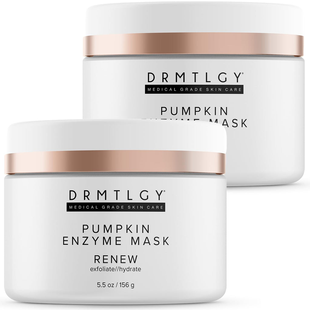 DRMTLGY Pumpkin Enzyme Mask with Jojoba Beads – Gentle Exfoliating Facial Mask, 5.5 oz, 2-Pack