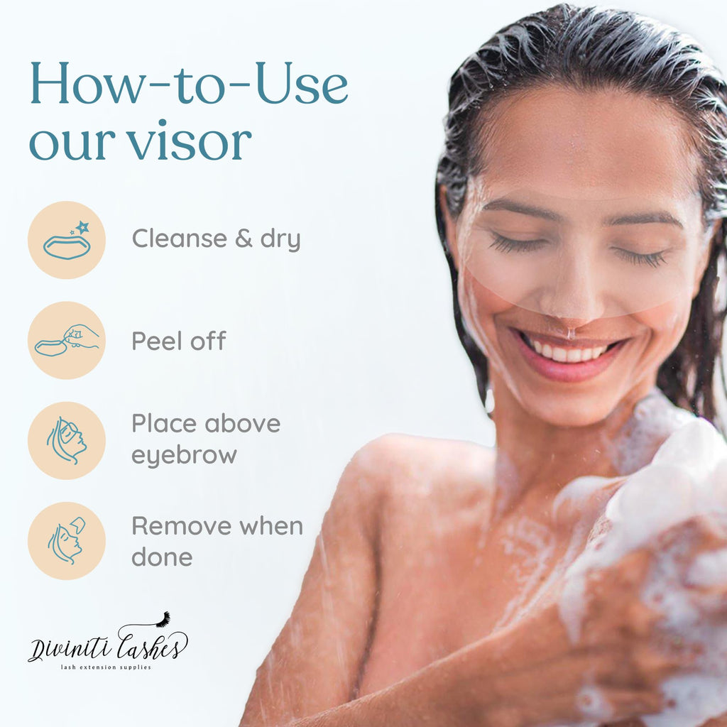 DROP OF DIVINITI Eyelash Shield Shower Visor – 200 Disposable Eye Shields for After-Procedure Showers