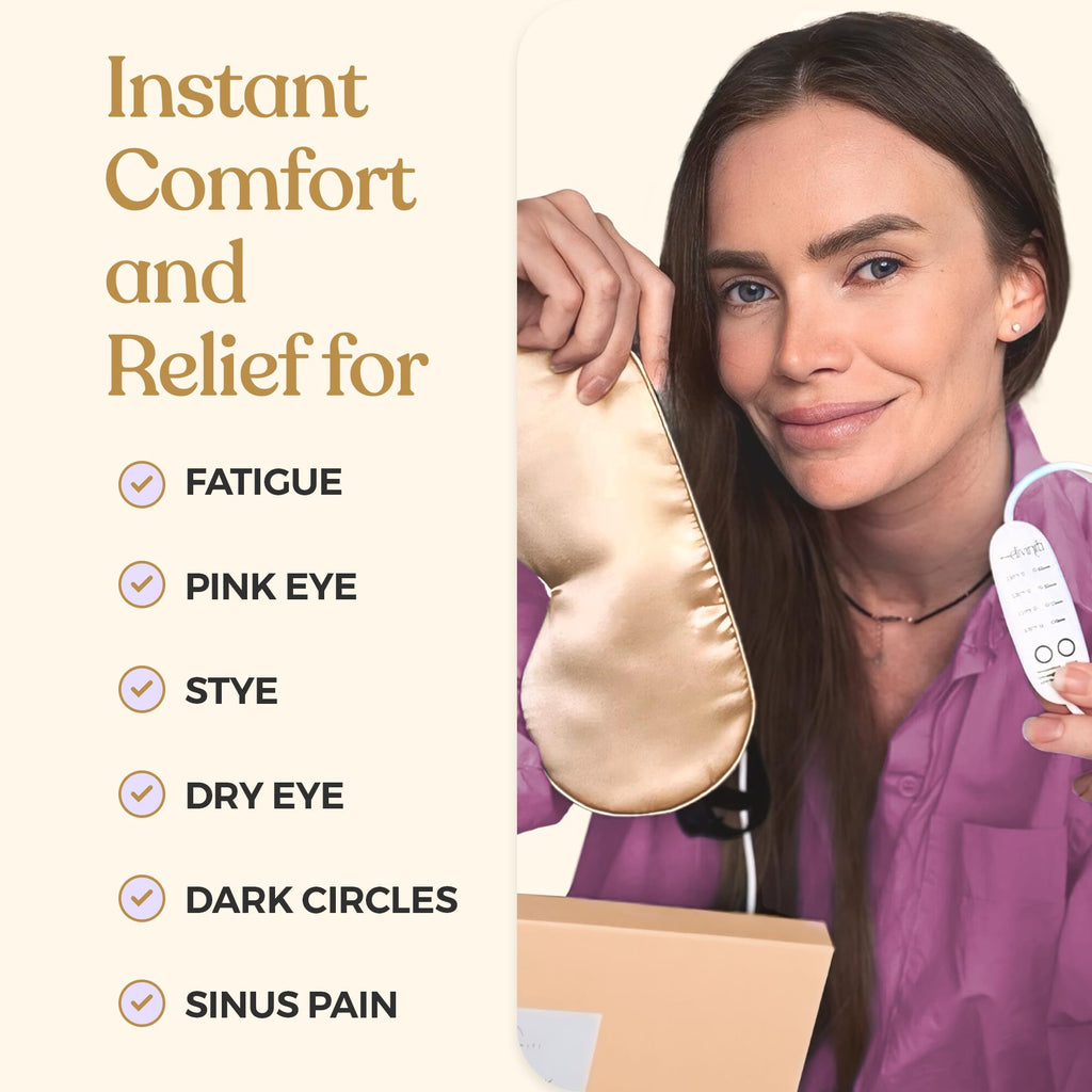 DROP OF DIVINITI Heated Eye Mask | Dry Eye Relief, Stye & Warm Eye Compress – Champagne