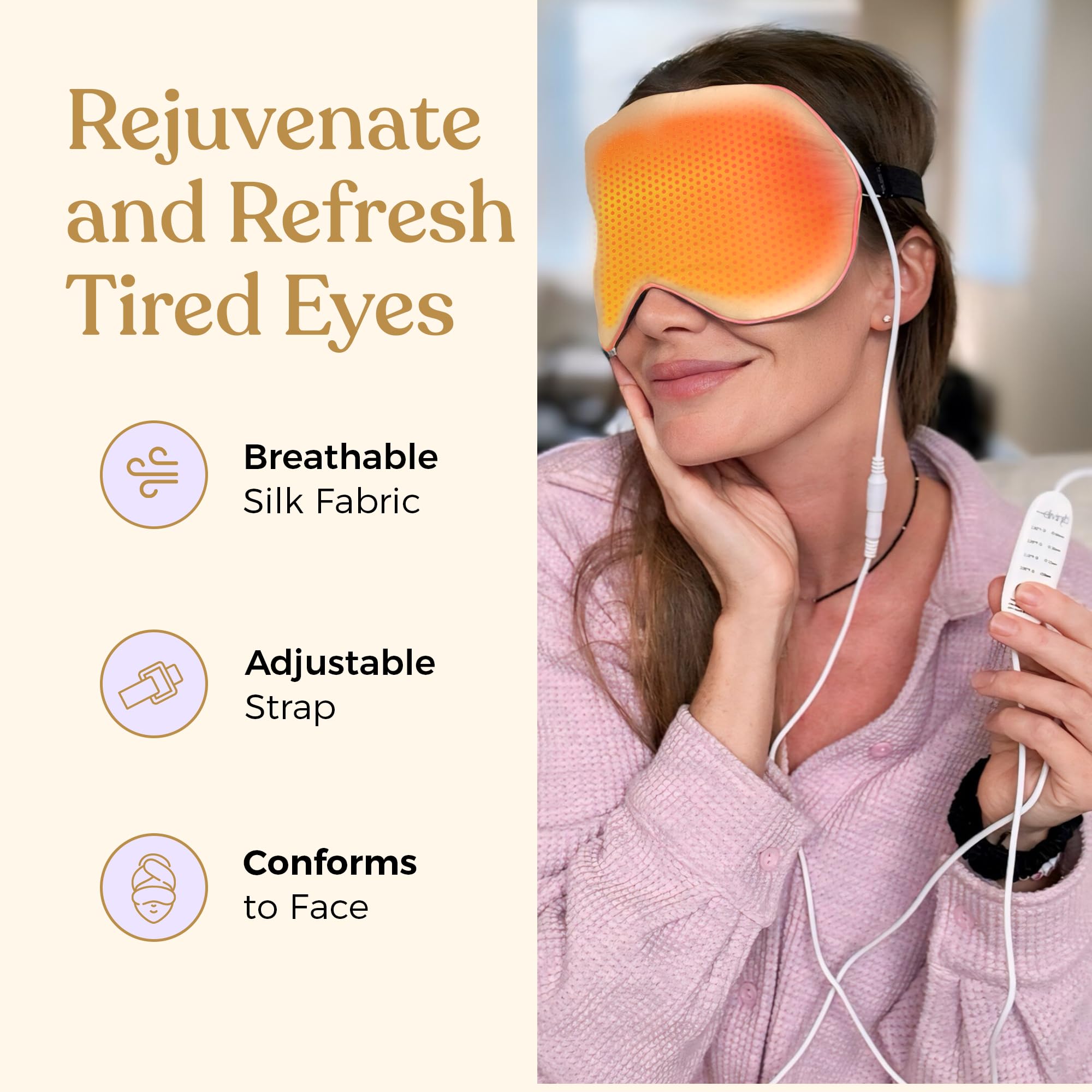 DROP OF DIVINITI Heated Eye Mask | Dry Eye Relief, Stye & Warm Eye Compress – Champagne