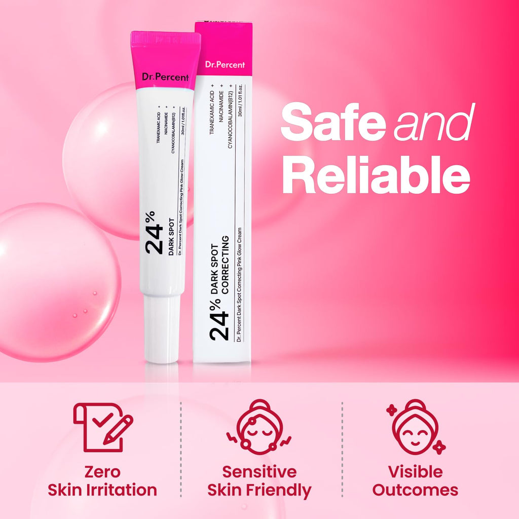 Dr.Percent Dark Spot 24% Correcting Pink Glow Cream — Tranexamic Acid 6%, Niacinamide 5%