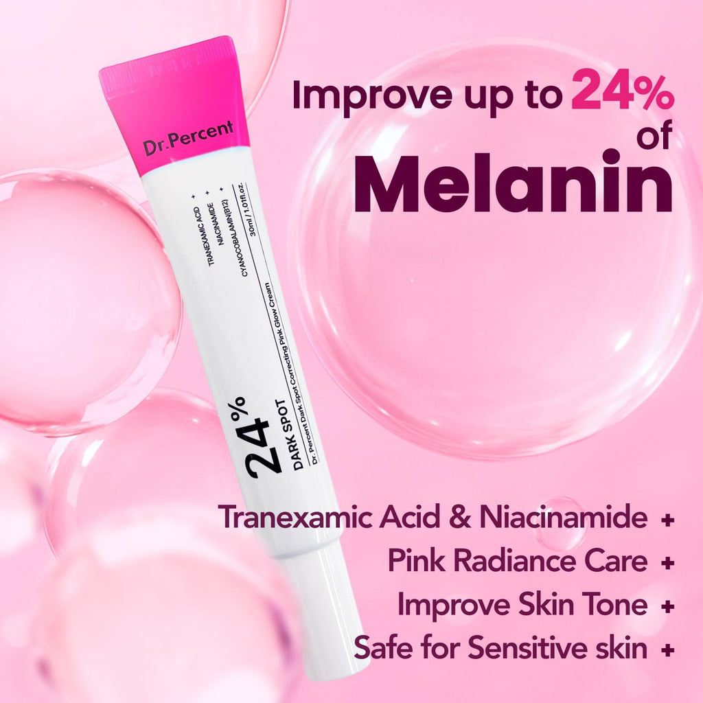 Dr.Percent Dark Spot 24% Correcting Pink Glow Cream — Tranexamic Acid 6%, Niacinamide 5%
