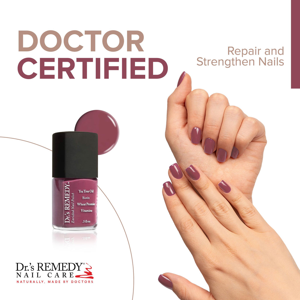 Dr.'s Remedy Enriched Nail Polish – Brave Berry with Base Coat Set (0.5 fl oz Each)