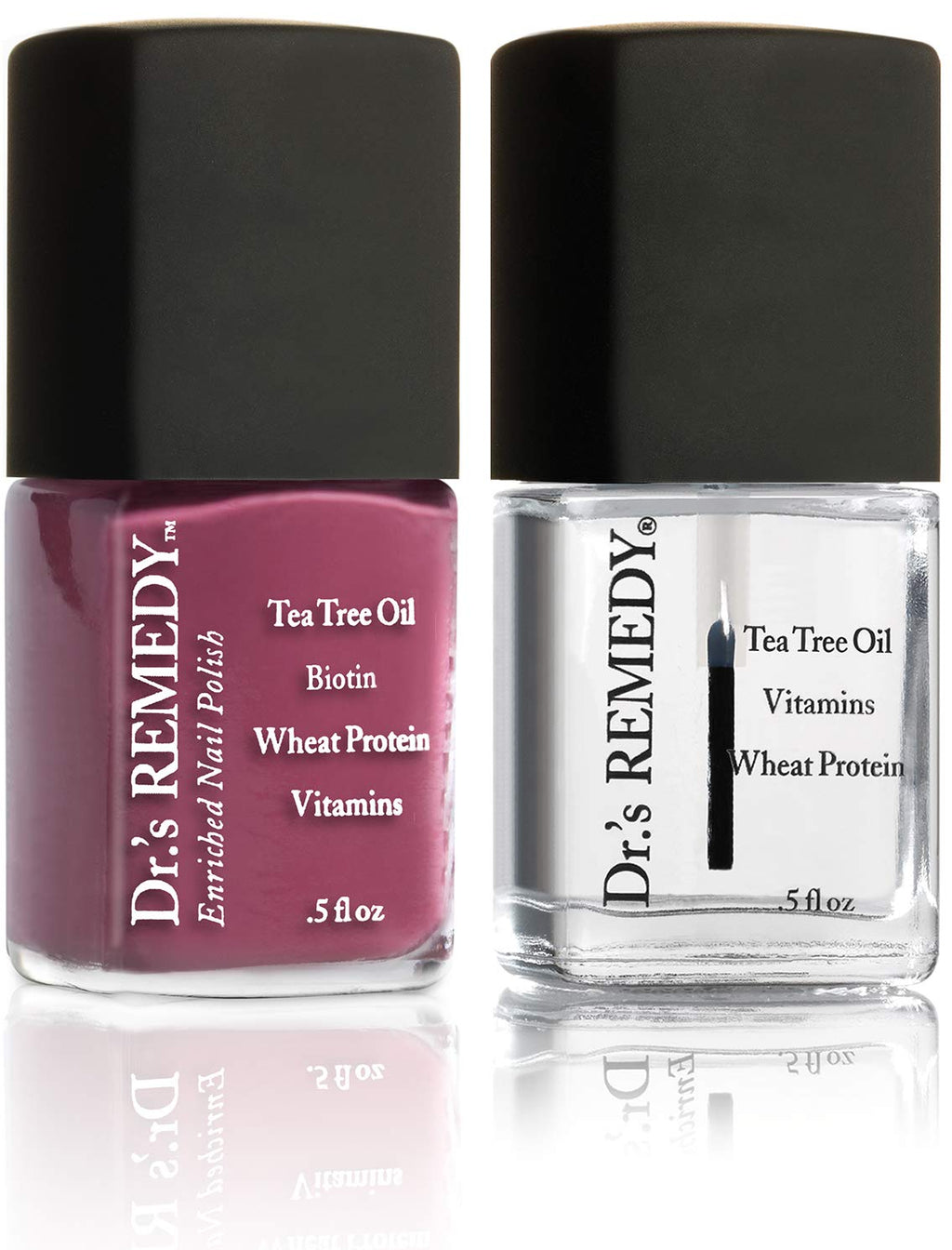 Dr.'s Remedy Enriched Nail Polish – Brave Berry with Base Coat Set (0.5 fl oz Each)