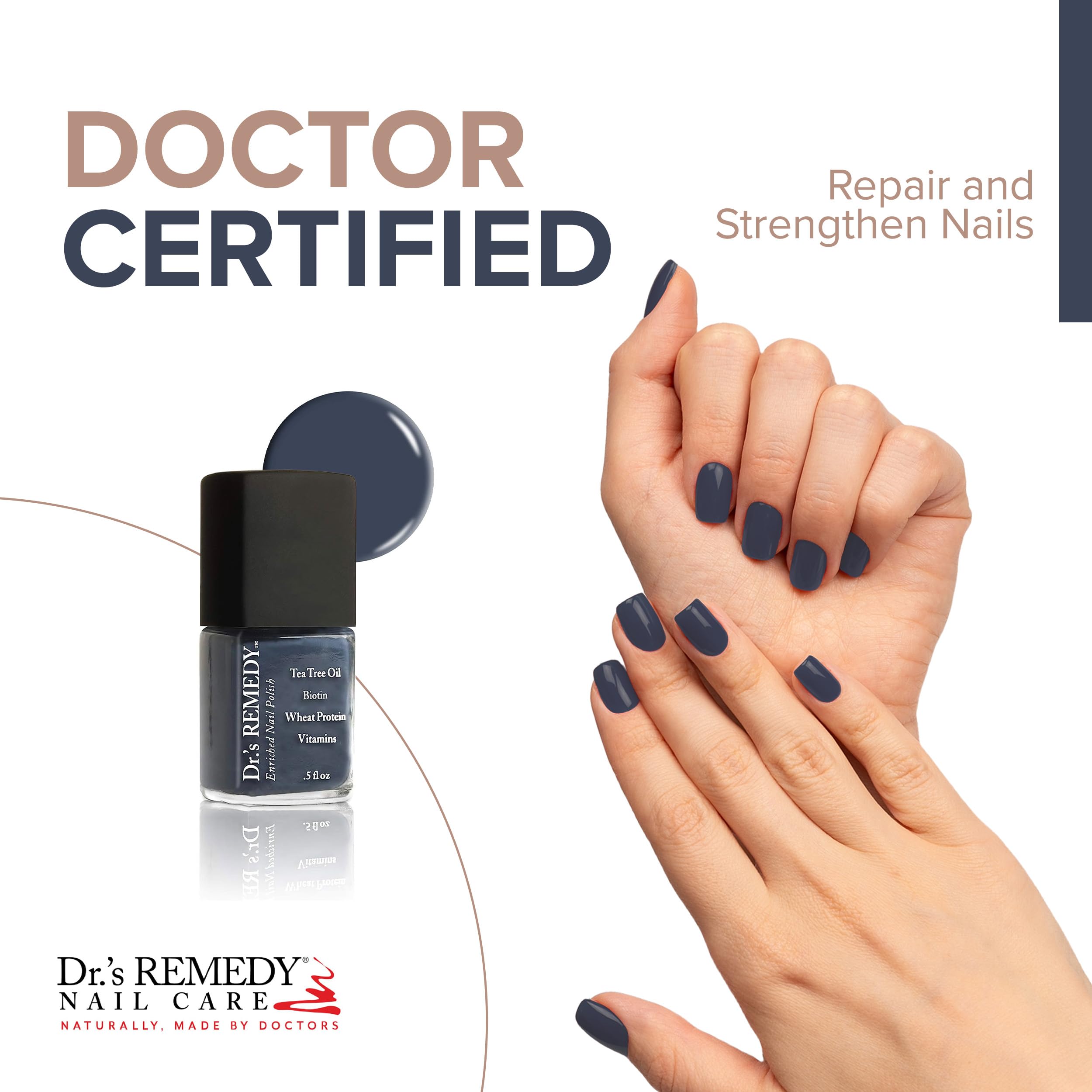 Dr.’s Remedy Enriched Nail Polish in DEVOTED Denim – 24-Free, Non-Toxic, All-Natural
