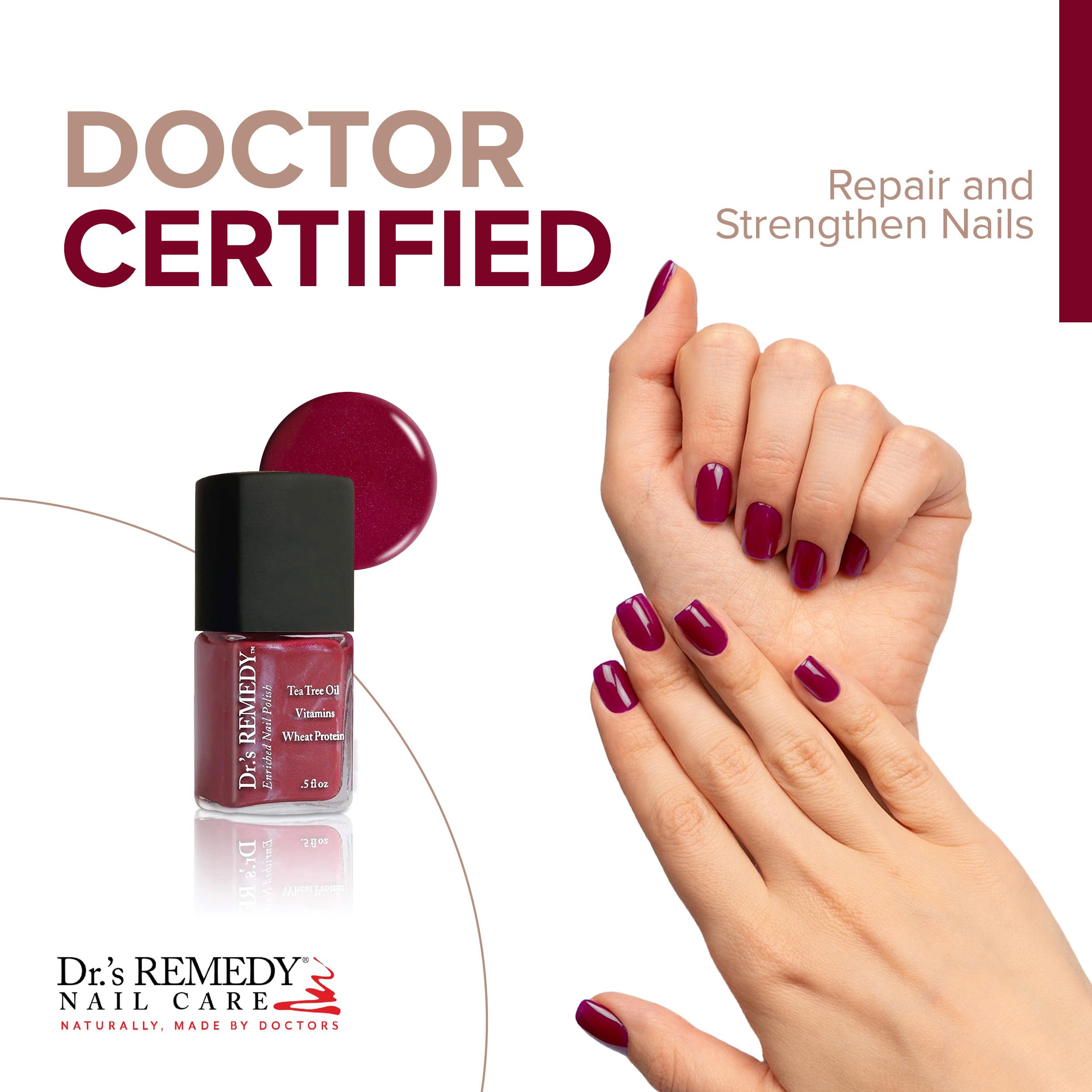 Dr.'s Remedy Enriched Nail Polish - Non-Toxic, All-Natural, 24-Free - Cheerful Cherry