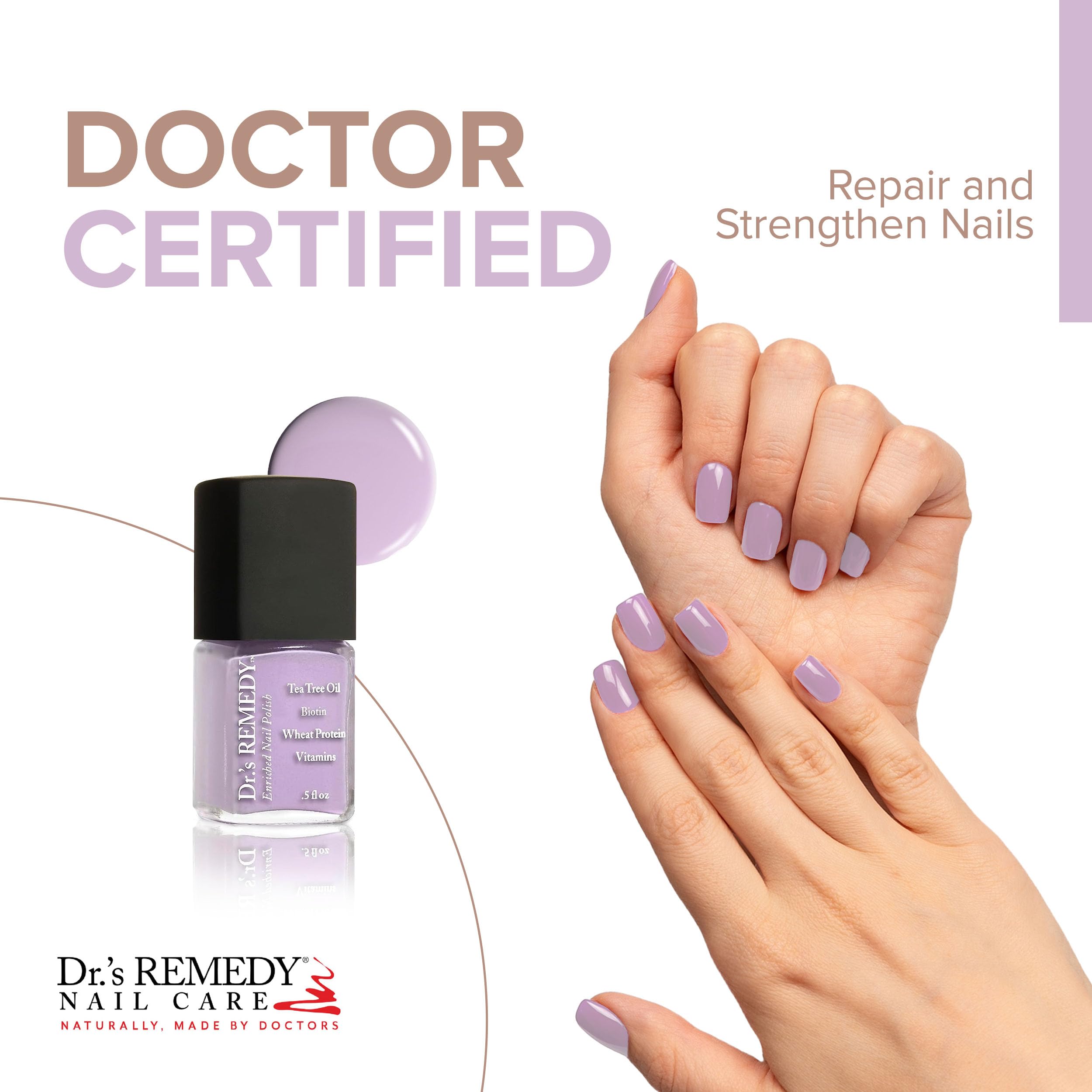 Dr.'s Remedy Enriched Nail Polish Lilac – Doctor-Formulated, 24-Free, Non-Toxic