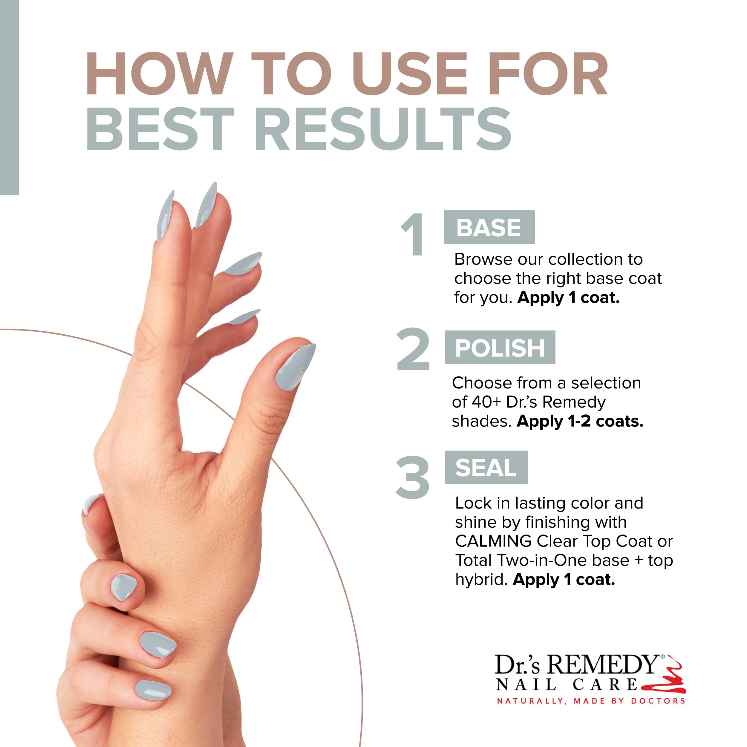 Dr.'s Remedy Enriched Nail Polish – Soulful Slate Blue | Non-Toxic, All-Natural, 24-Free, Doctor Formulated