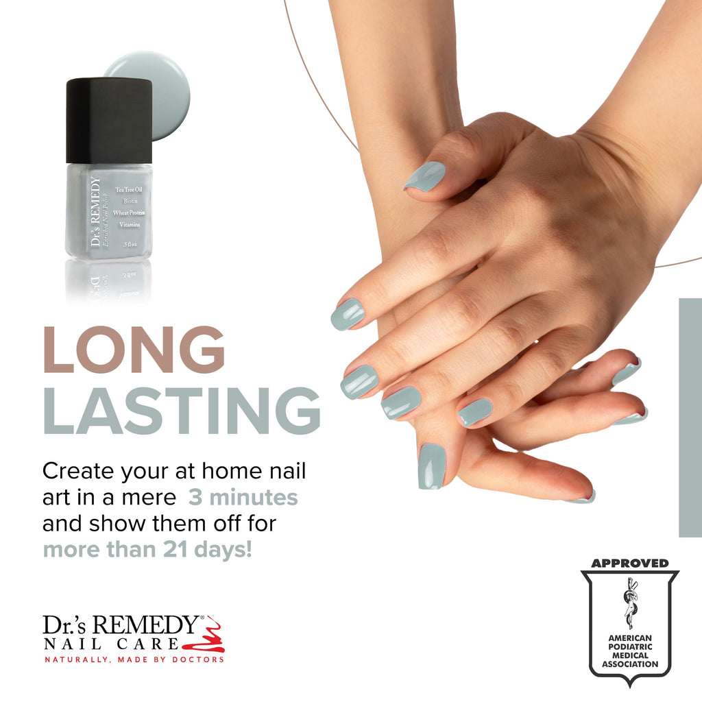 Dr.'s Remedy Enriched Nail Polish – Soulful Slate Blue | Non-Toxic, All-Natural, 24-Free, Doctor Formulated