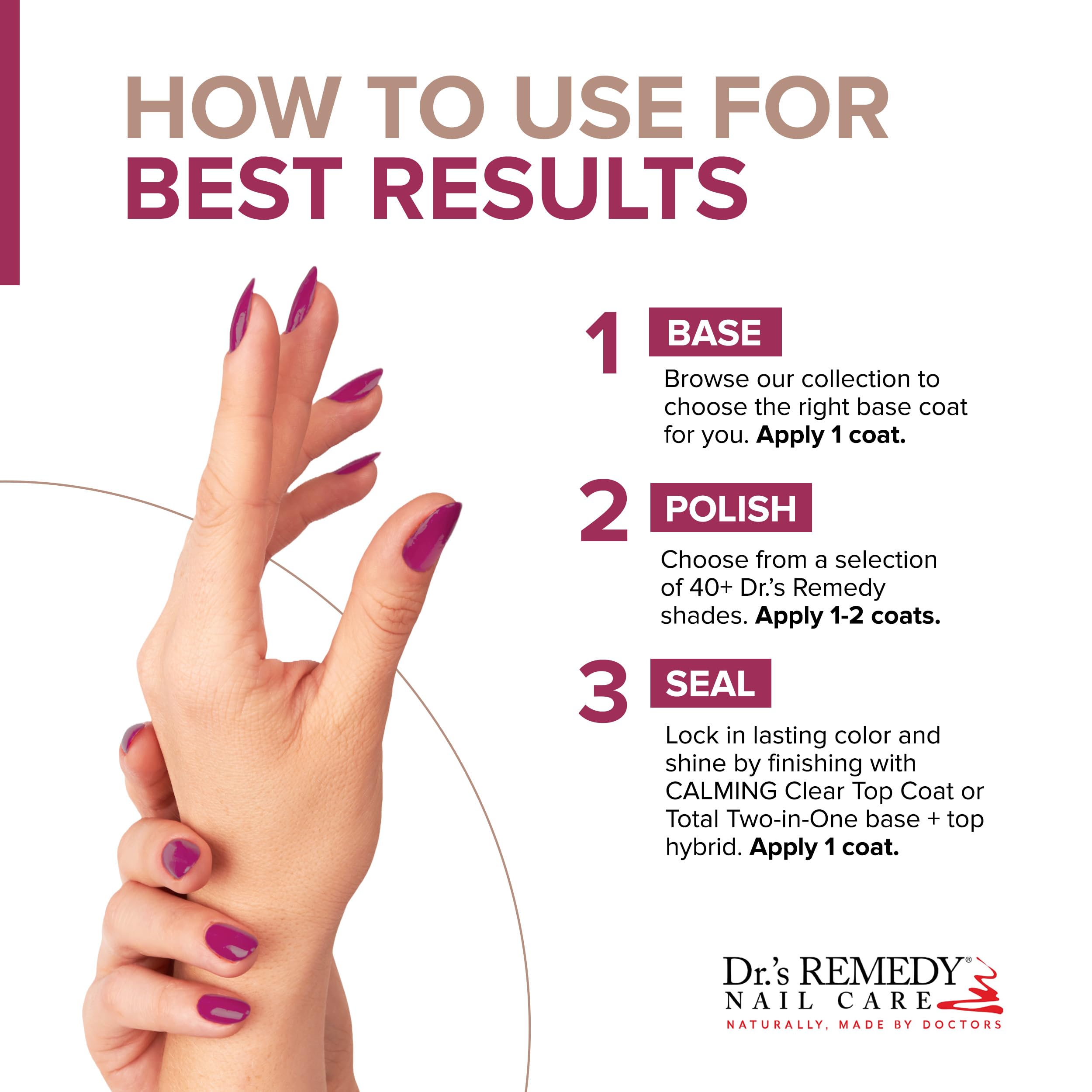 Dr.'s Remedy 3 Pack Nail Polish Kit – Think Positive Trio (Two-in-One Nail Strengthener) in POSITIVE Pink & HOPEFUL Hot Pink