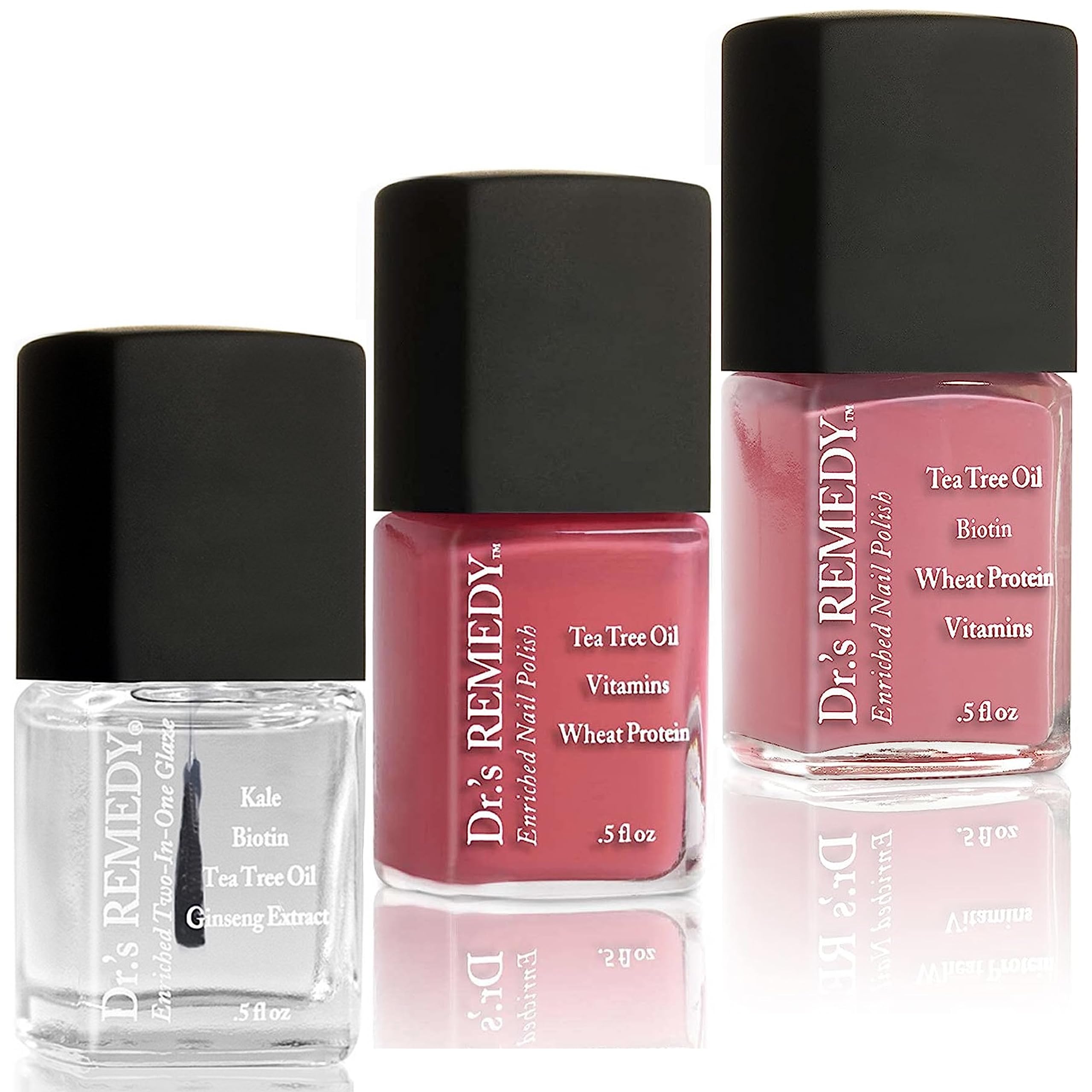Dr.'s Remedy 3 Pack Nail Polish Kit – Peaceful as the Sea Trio, Non-Toxic Enriched Nail Strengthener