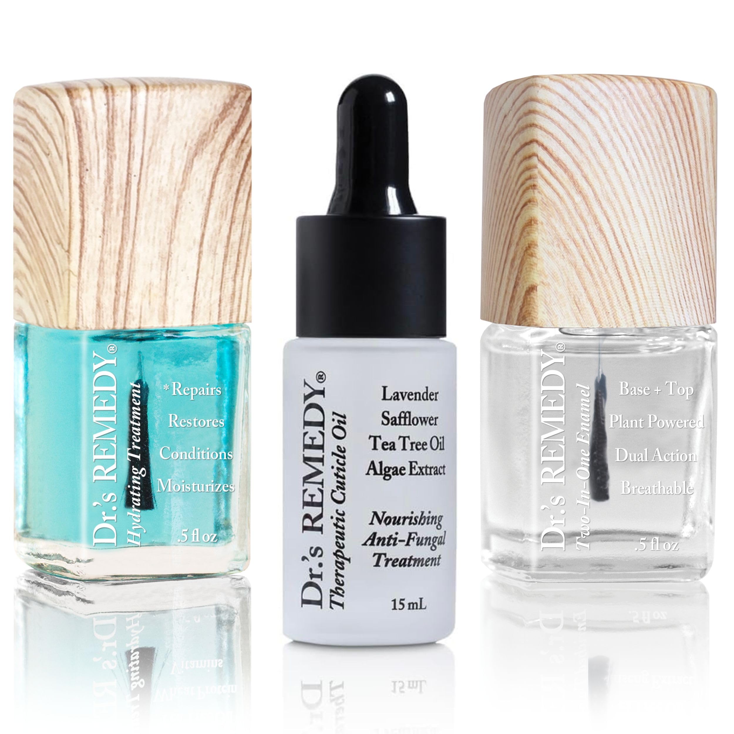 Dr.'s Remedy 3 Pack Nail Polish Treatment Kit – Restorative Remedy Trio, Non-Toxic Organic All-Natural Nail Care