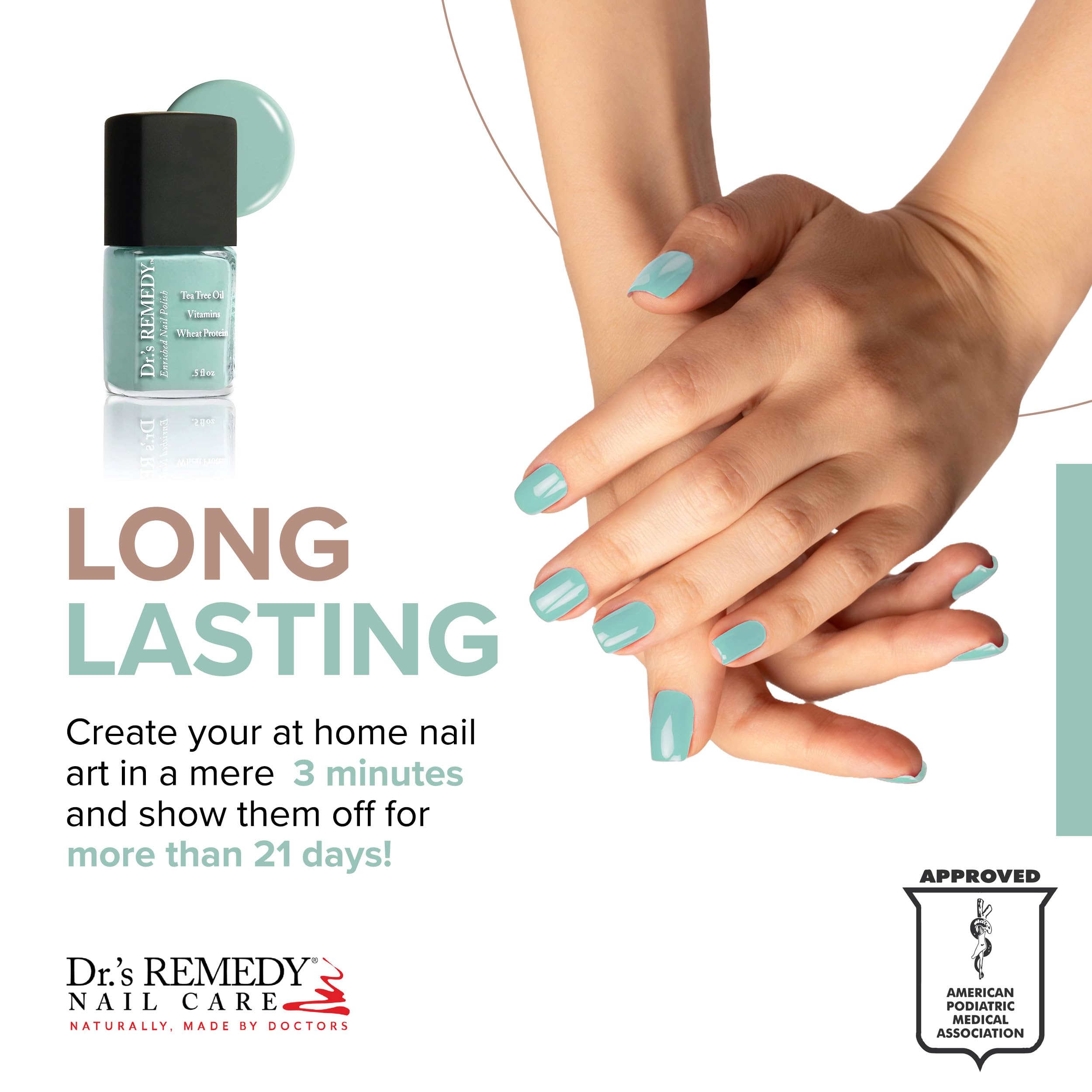 Dr.'s Remedy Enriched Nail Polish – Trusting Turquoise with Base Coat