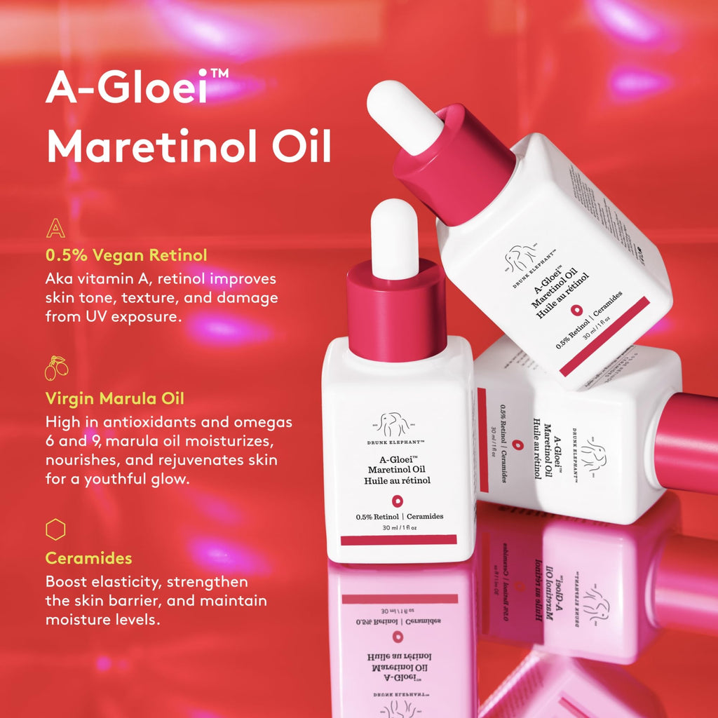 Drunk Elephant A-Gloei Maretinol Oil – Gentle 0.5% Retinol for Smooth, Glowing Skin | 30 ml