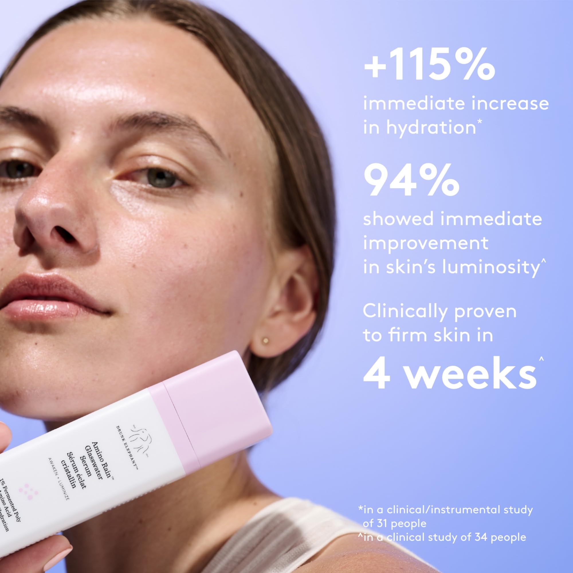 Drunk Elephant Amino Rain Glasswater Serum – 30 ml / 1 oz | Hydration, Luminosity, Fragrance-Free