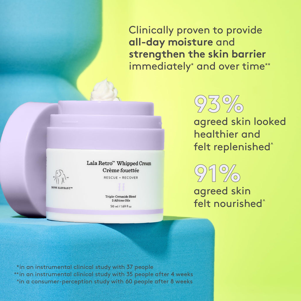 Drunk Elephant Lala Retro Whipped Cream – 50 ml / 1.69 fl oz | Ceramide Moisturizer
