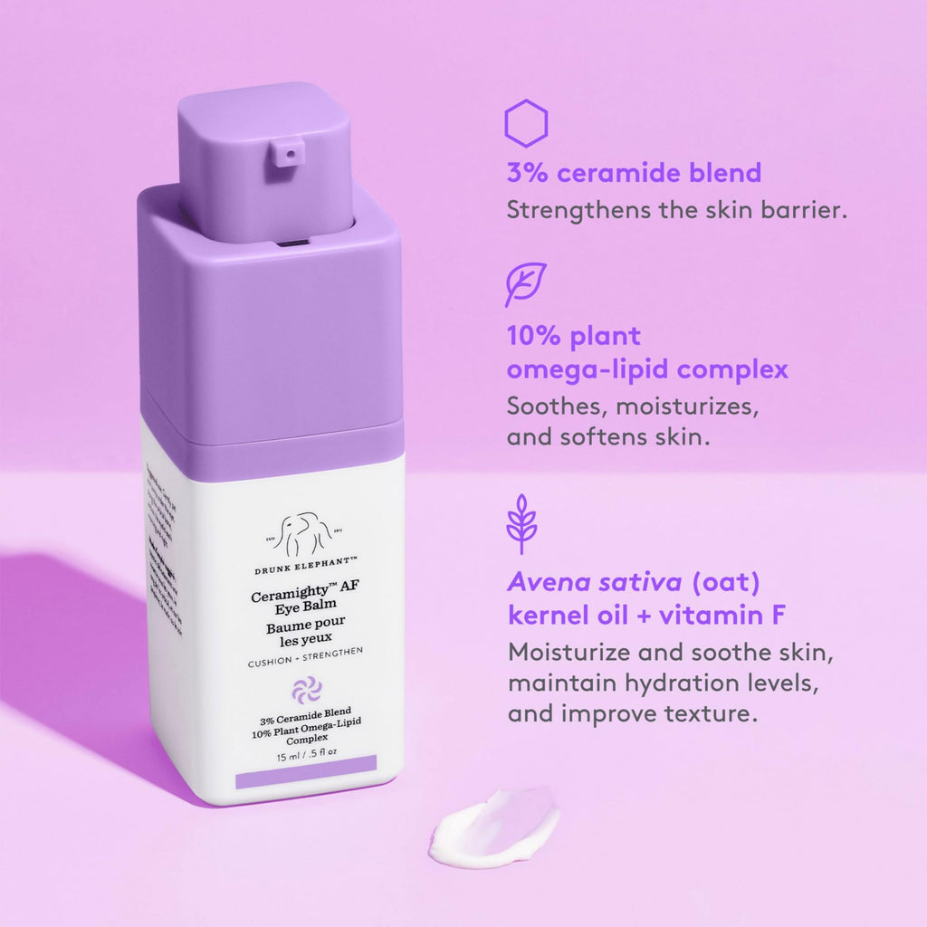 Drunk Elephant Ceramighty AF Eye Balm – Moisturizing Eye Cream (15 ml) + Deluxe Lala Retro Whipped Cream Sample (5 ml)