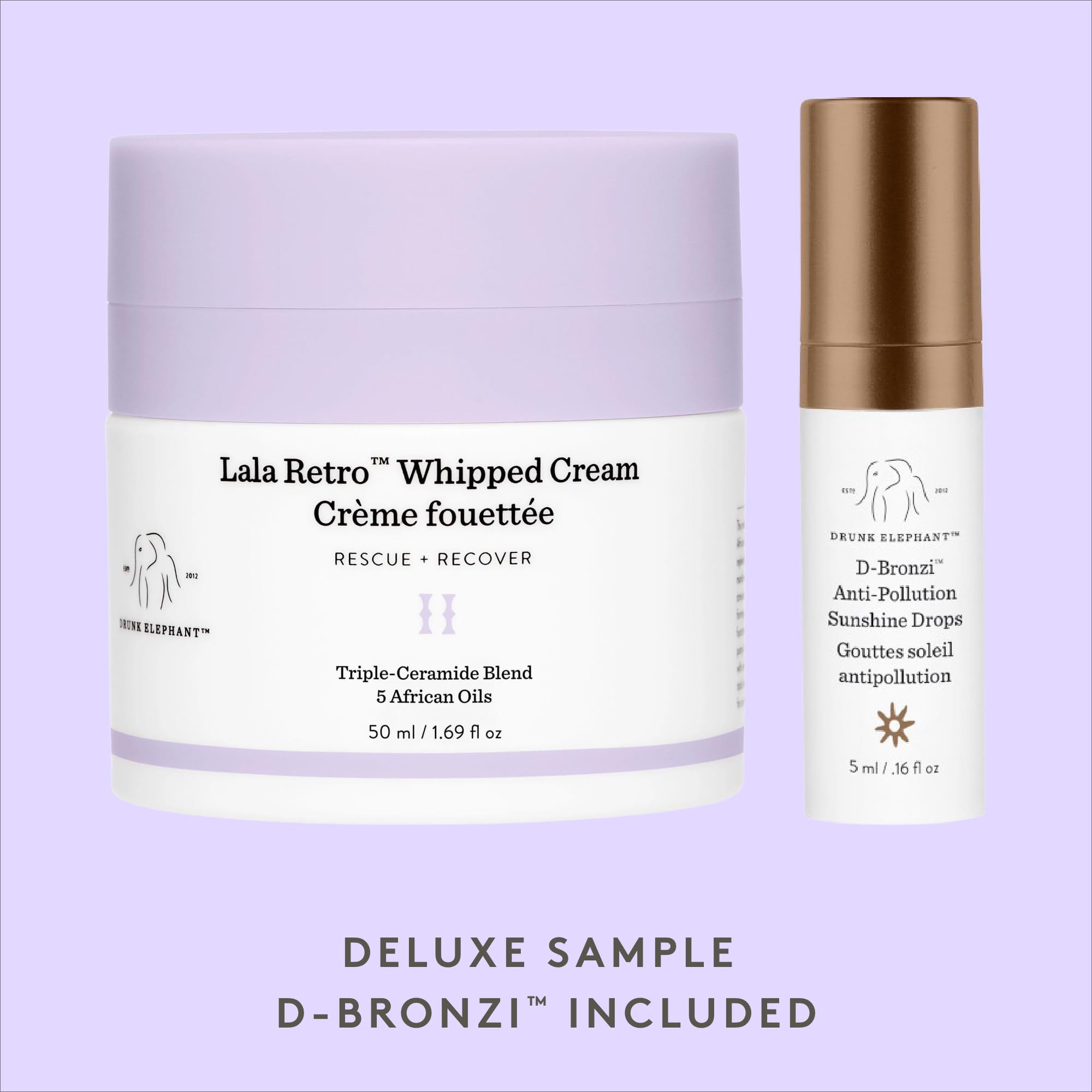 Drunk Elephant Lala Retro Whipped Cream – 50 ml / 1.69 fl oz | Ceramide Moisturizer