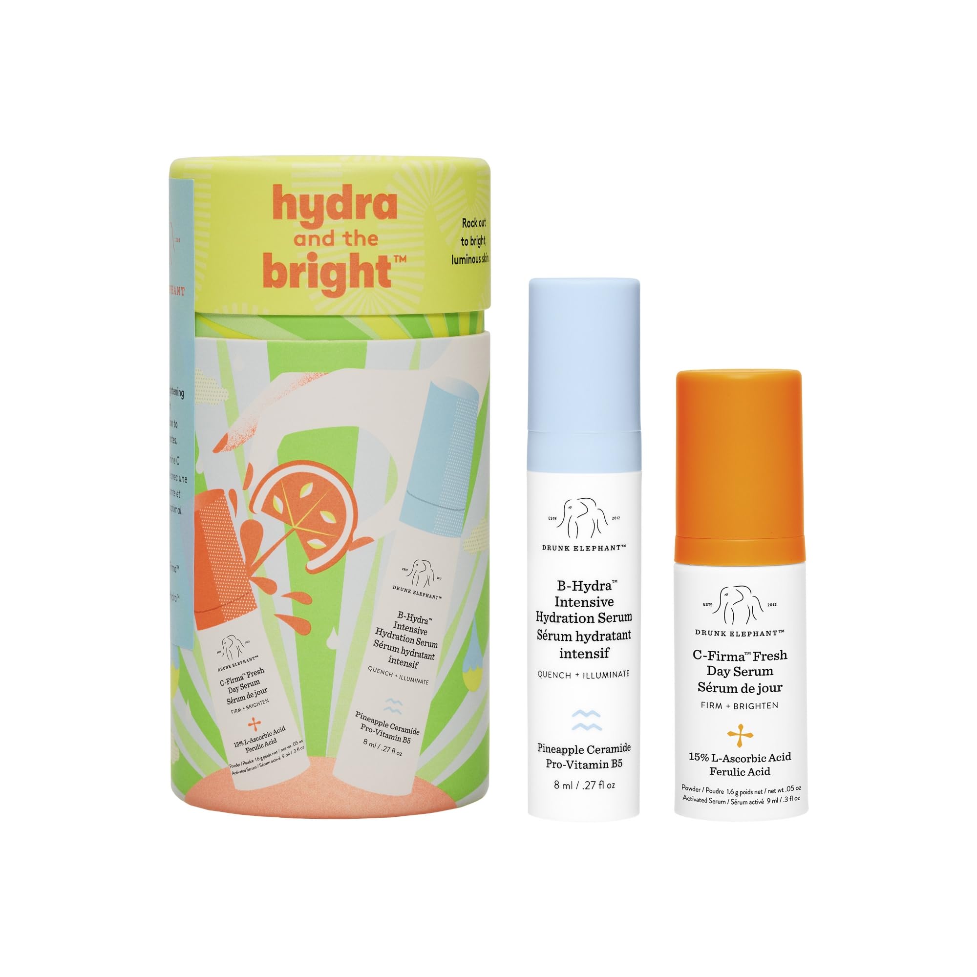 Drunk Elephant Hydra and the Bright Travel Duo – C-Firma 9 ml + B-Hydra 8 ml
