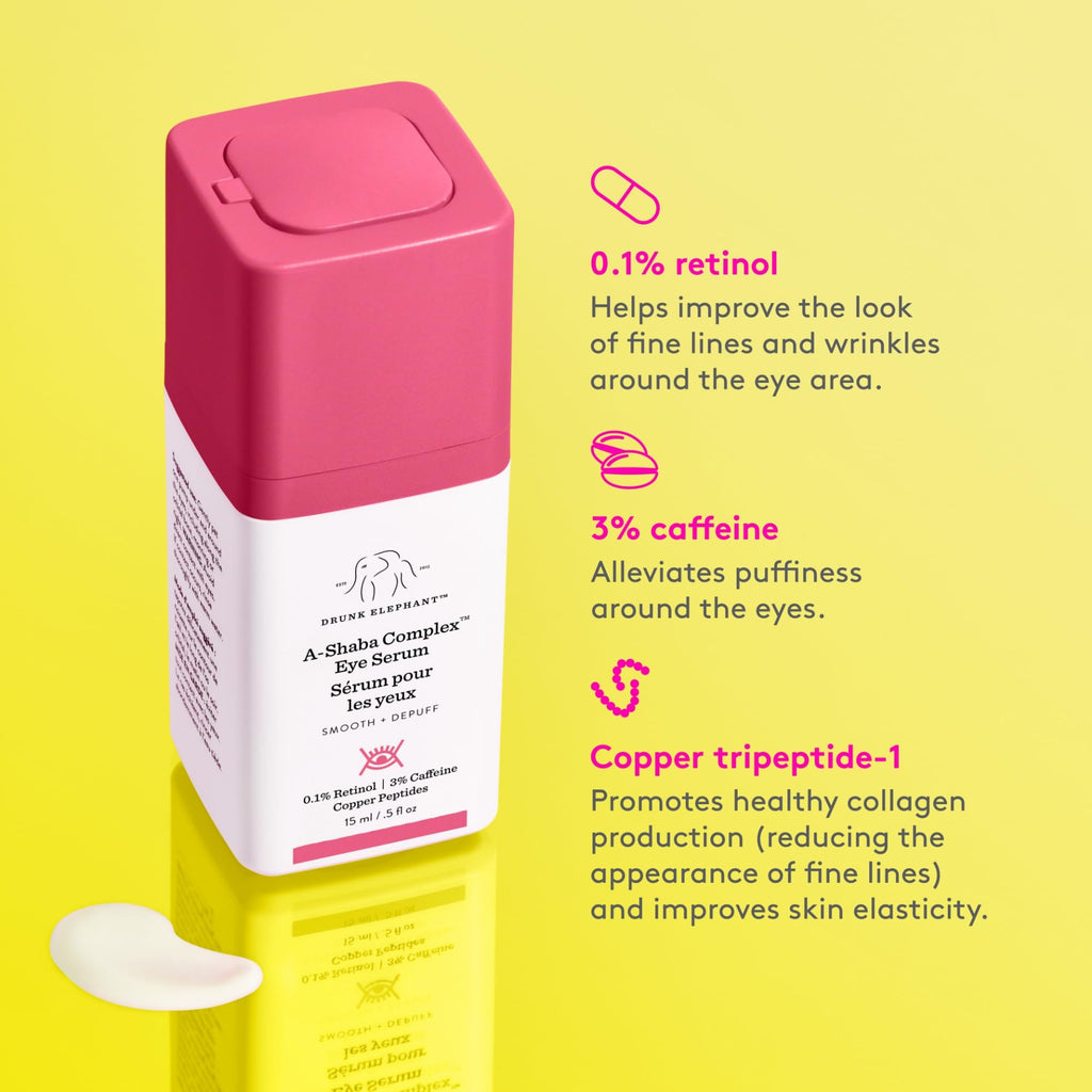 Drunk Elephant A-Shaba Complex Eye Serum with Deluxe Samples (15ml + 5ml + Lala Retro Cream)