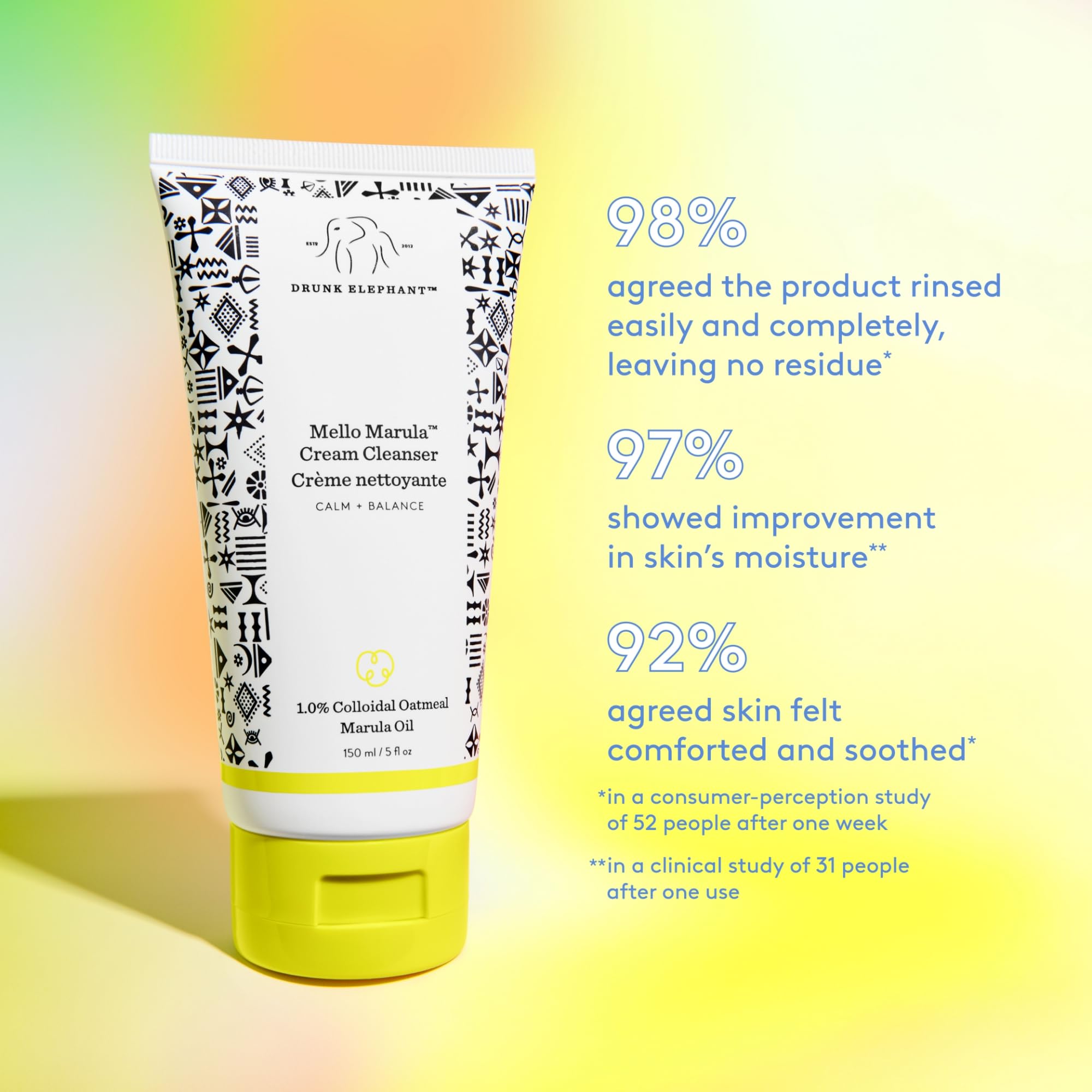 Drunk Elephant Mello Marula Cream Cleanser – Calming Face Cleanser, Fragrance-Free, Cruelty-Free