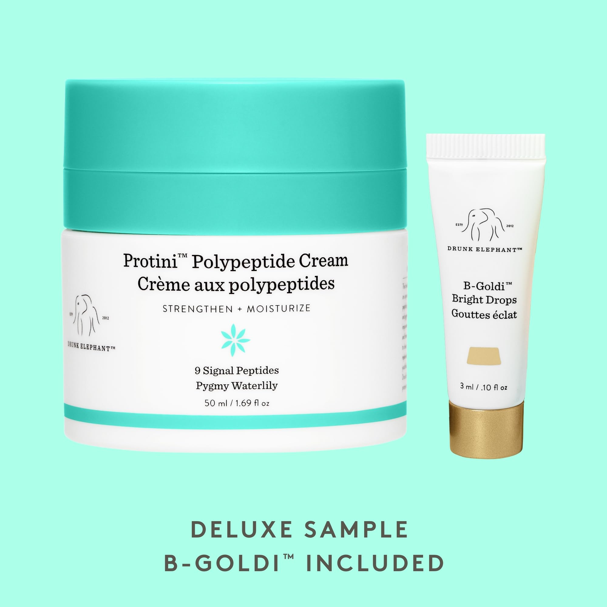 Drunk Elephant Protini Polypeptide Cream – 50 ml | Firming Moisturizer + B-Goldi Sample
