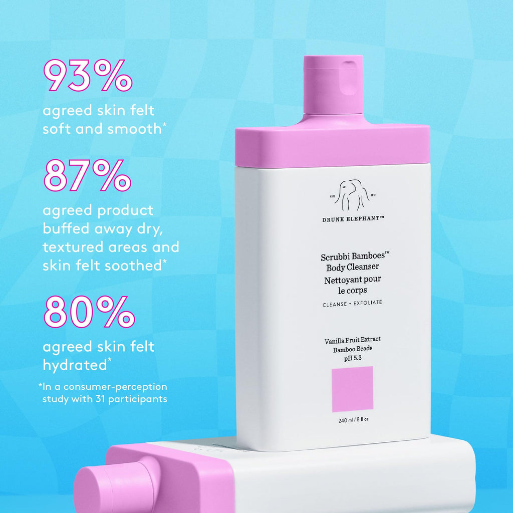 Drunk Elephant Scrubbi Bamboes Body Cleanser – Sulfate-Free Jelly-to-Foam Exfoliating Wash (240 ml/8 fl oz)