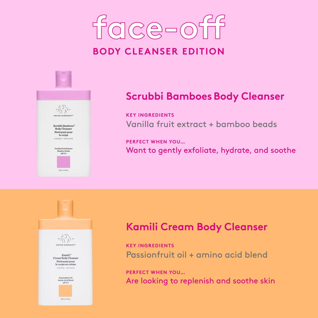 Drunk Elephant Scrubbi Bamboes Body Cleanser – Sulfate-Free Jelly-to-Foam Exfoliating Wash (240 ml/8 fl oz)