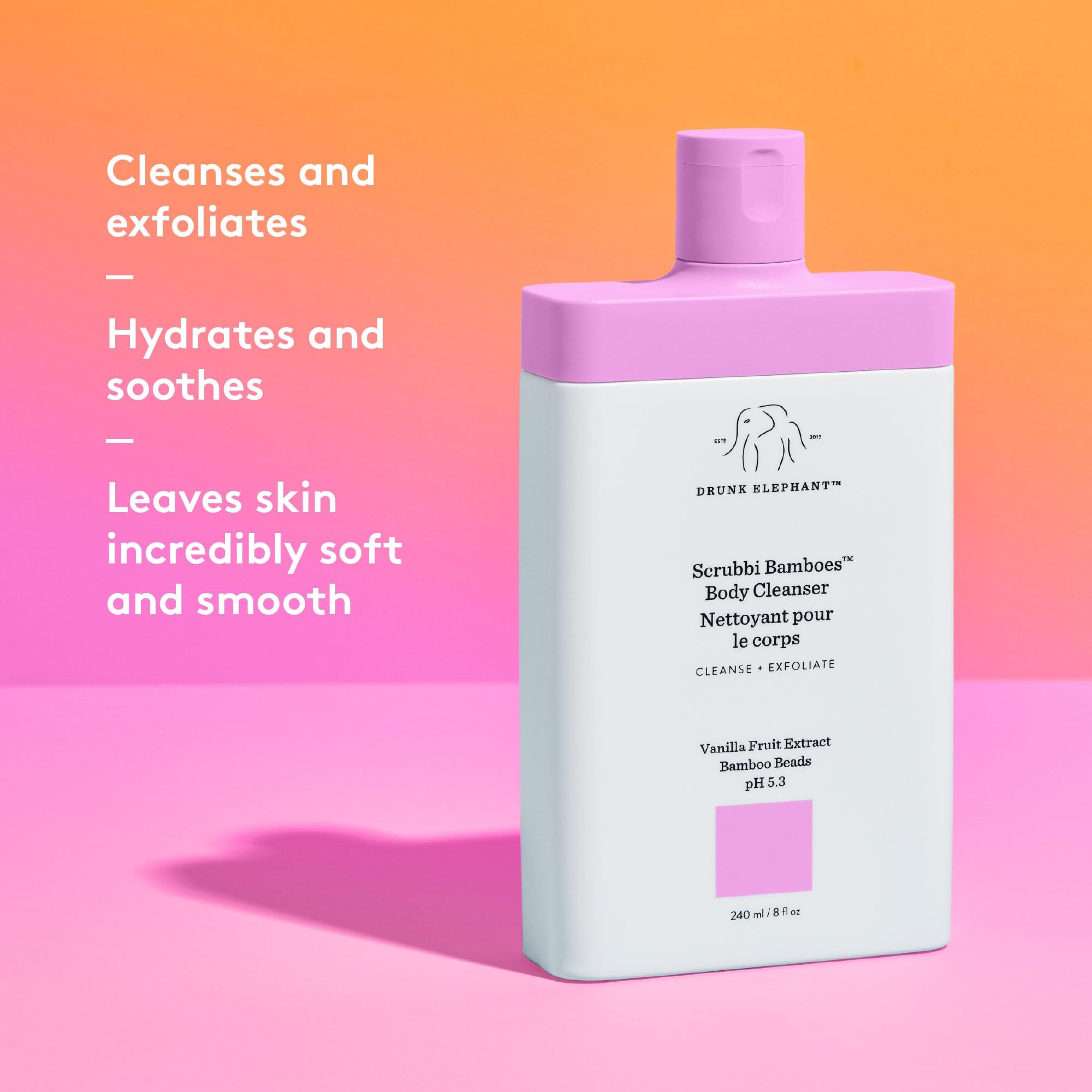 Drunk Elephant Scrubbi Bamboes Body Cleanser – Sulfate-Free Jelly-to-Foam Exfoliating Wash (240 ml/8 fl oz)