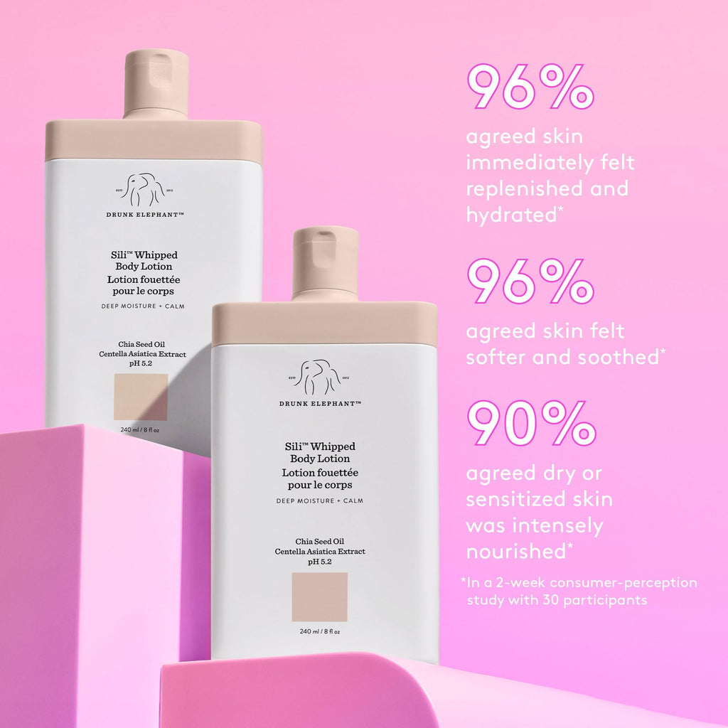 Drunk Elephant Sili Whipped Body Lotion — 240 ml / 8 oz, Rich Daily Moisturizer, Fragrance-Free