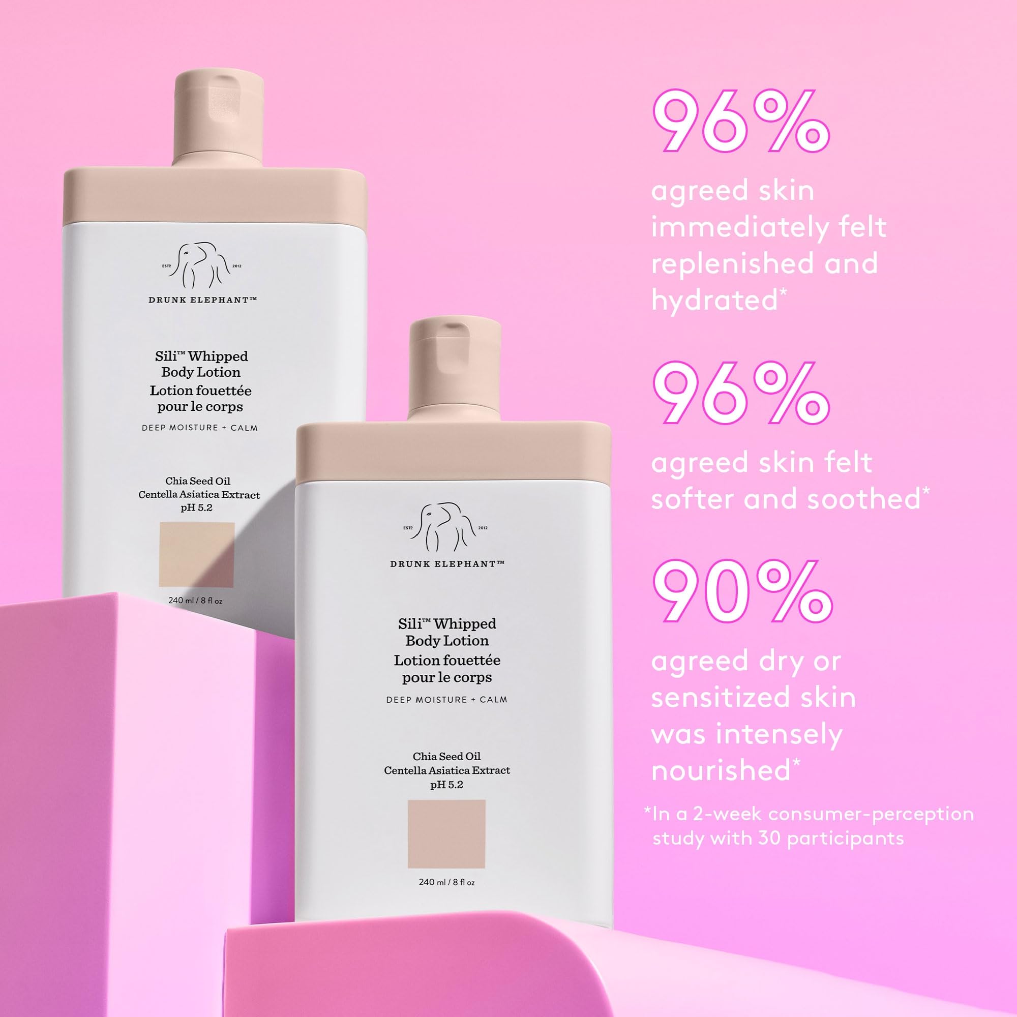 Drunk Elephant Sili Whipped Body Lotion — 240 ml / 8 oz, Rich Daily Moisturizer, Fragrance-Free