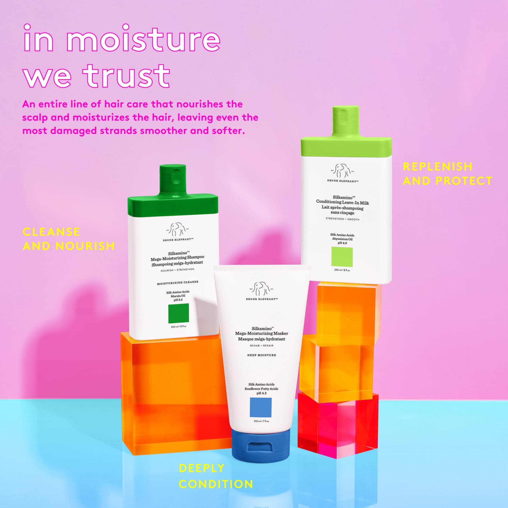 Drunk Elephant Silkamino Mega-Moisturizing Shampoo – Silk Amino Acids, Sulfate-Free, 240 ml