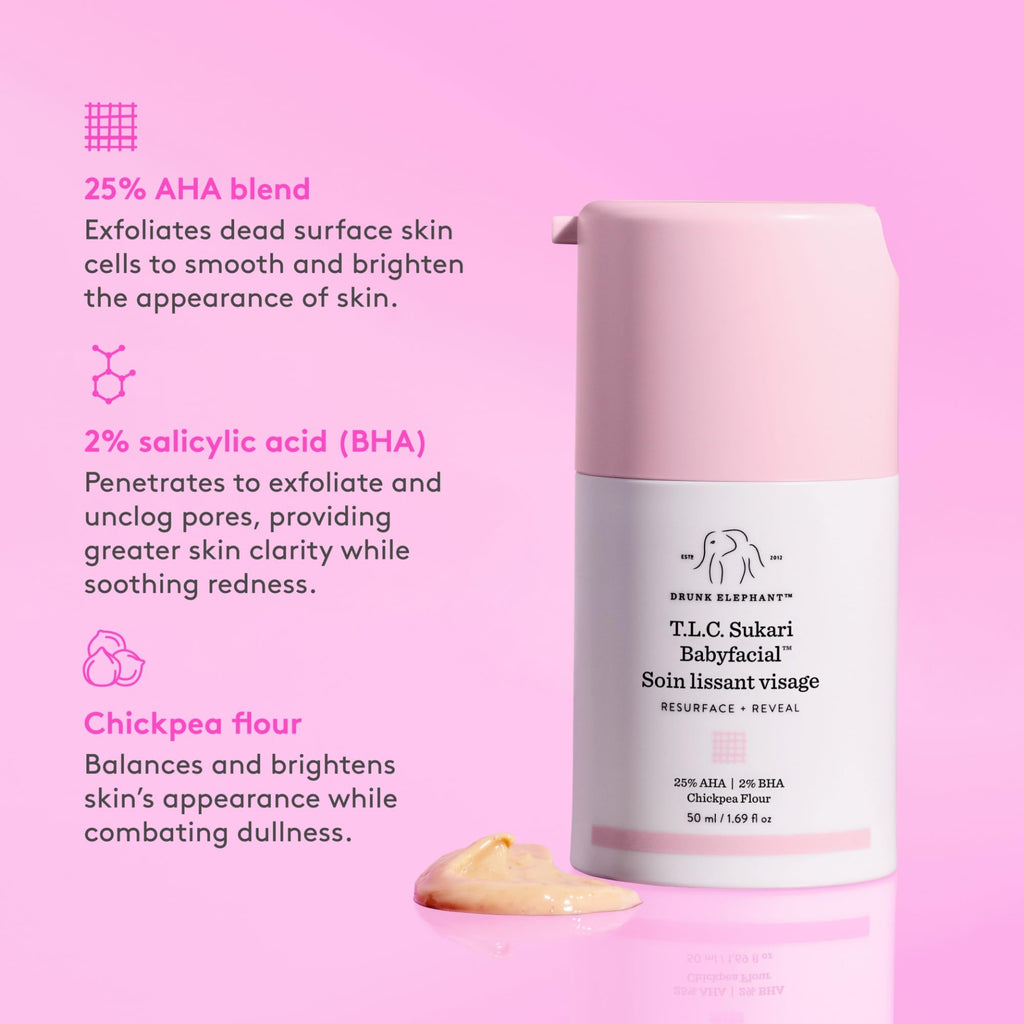 Drunk Elephant T.L.C. Sukari Babyfacial – Exfoliating Face Mask (50 ml) | 25% AHA / 2% BHA