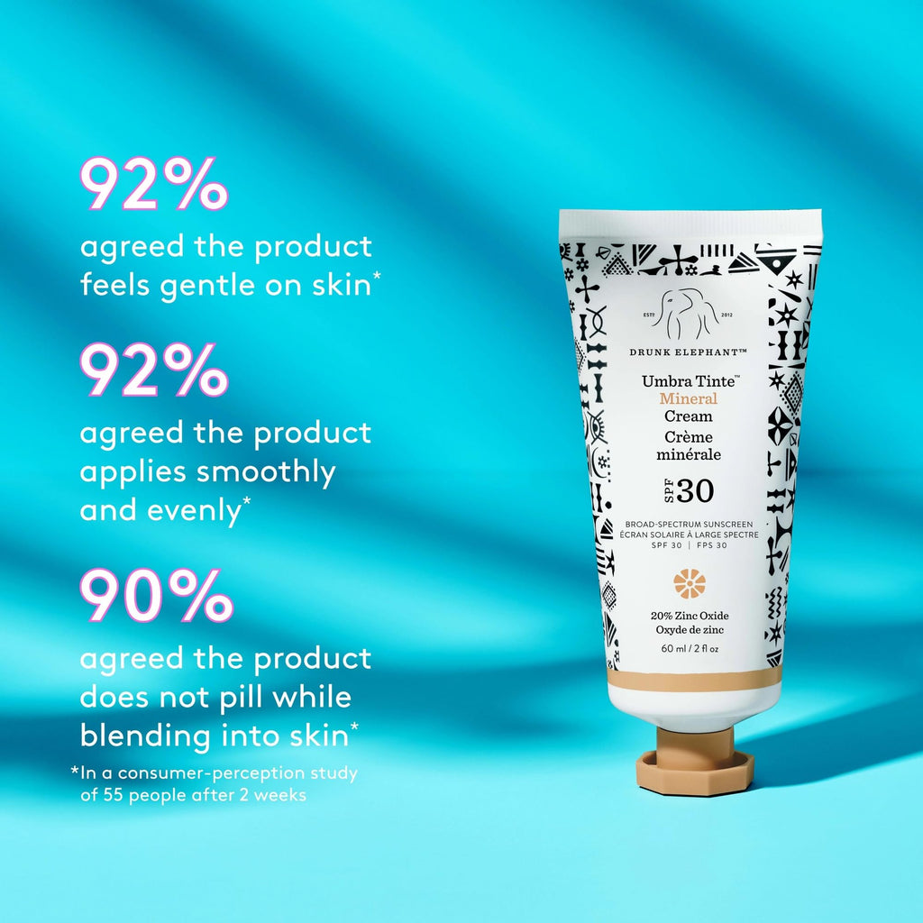 Drunk Elephant Umbra Tinte Mineral Cream SPF 30 – 60 ml / 2 oz – Fragrance-Free Mineral Sunscreen