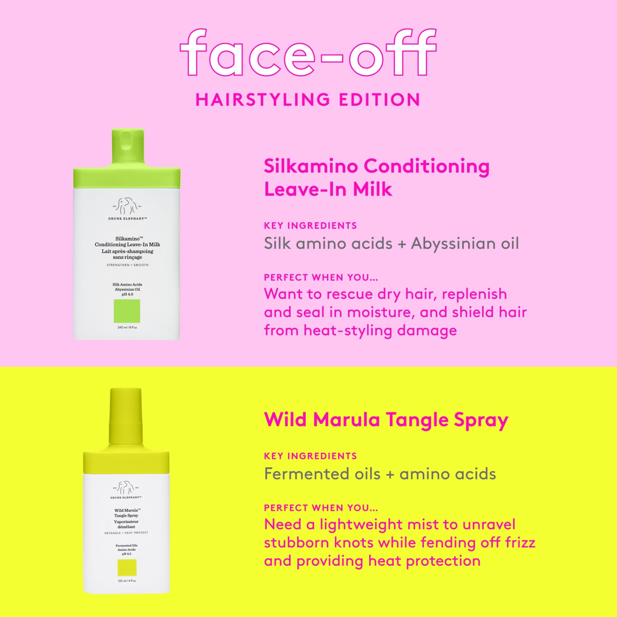 Drunk Elephant Wild Marula Tangle Spray – Detangler & Heat Protectant, 120 ml
