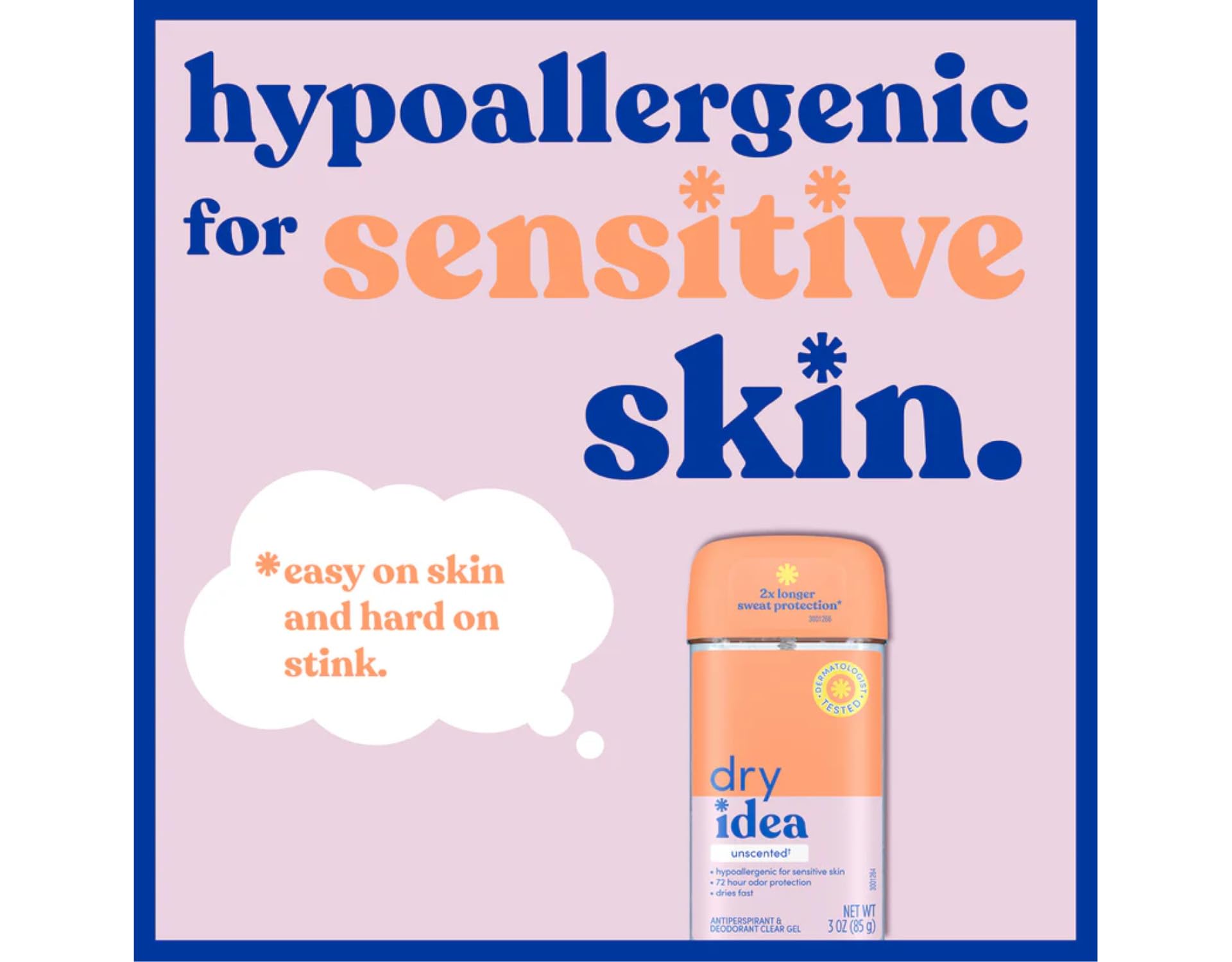 Dry Idea Advanced Dry Unscented Antiperspirant & Deodorant Gel, 3 oz (Pack of 5)