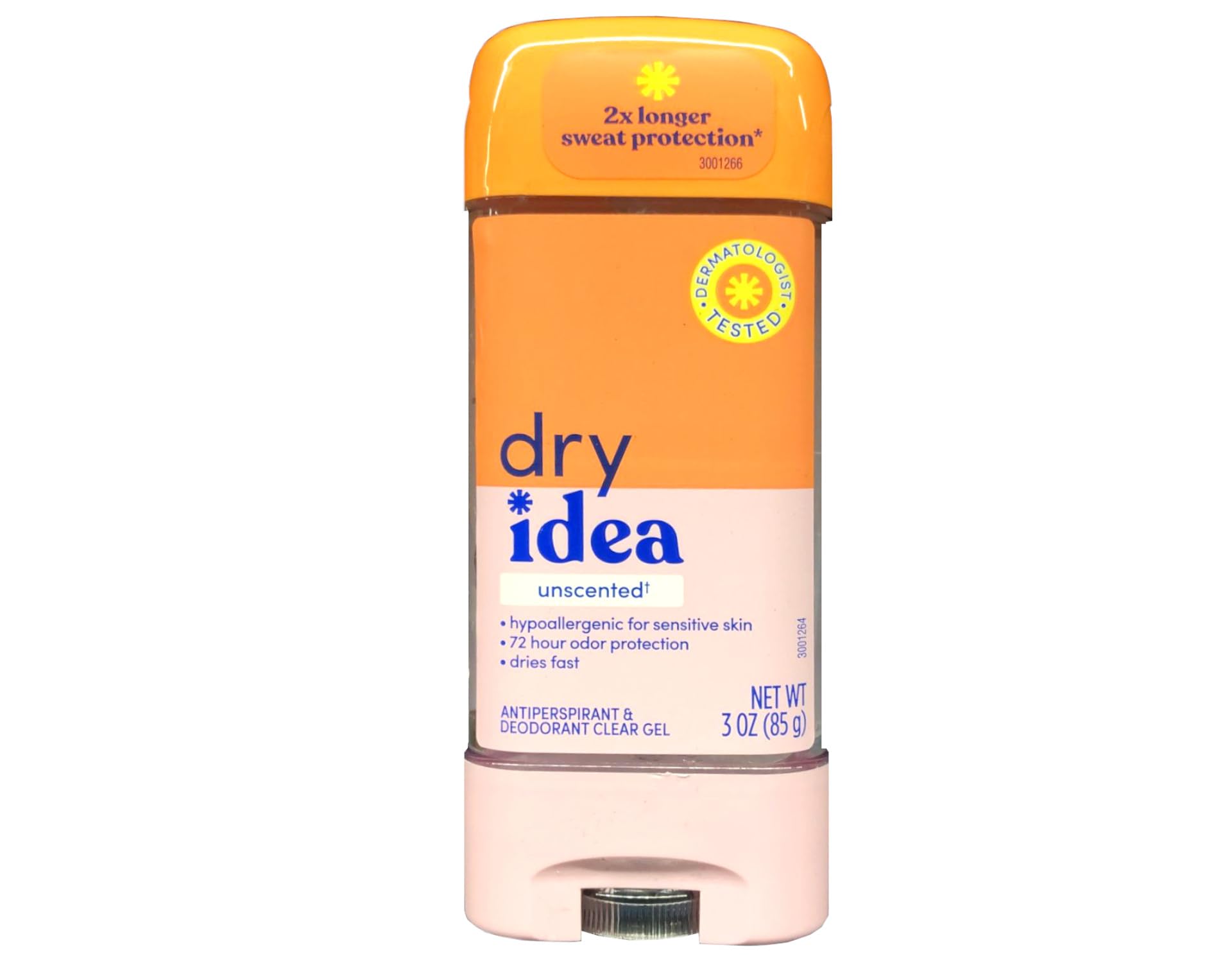Dry Idea Advanced Dry Unscented Antiperspirant & Deodorant Gel, 3 oz (Pack of 5)