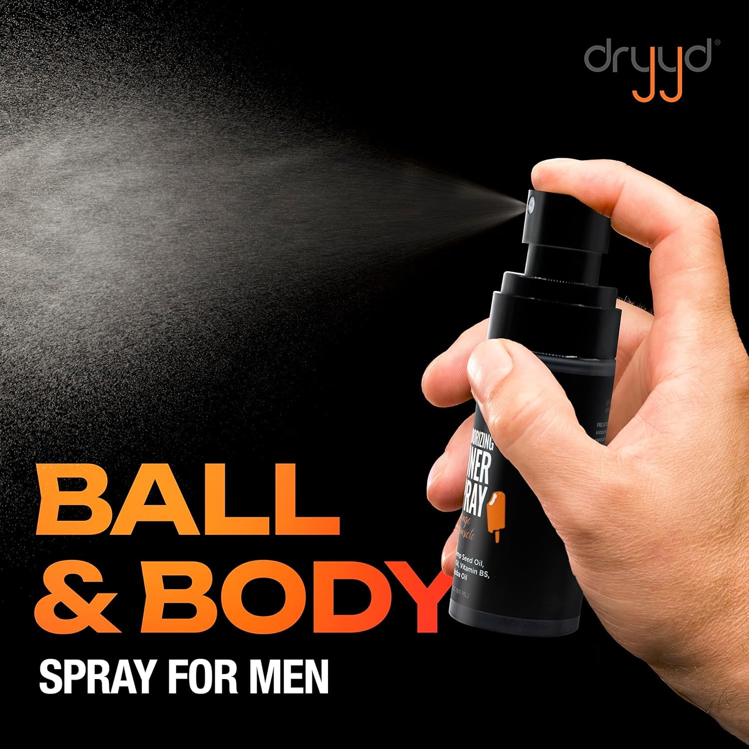 Dryyd Deodorizing Toner Spray for Balls – Aluminum-Free Cooling Ball Deodorant (Orange Creamsicle)