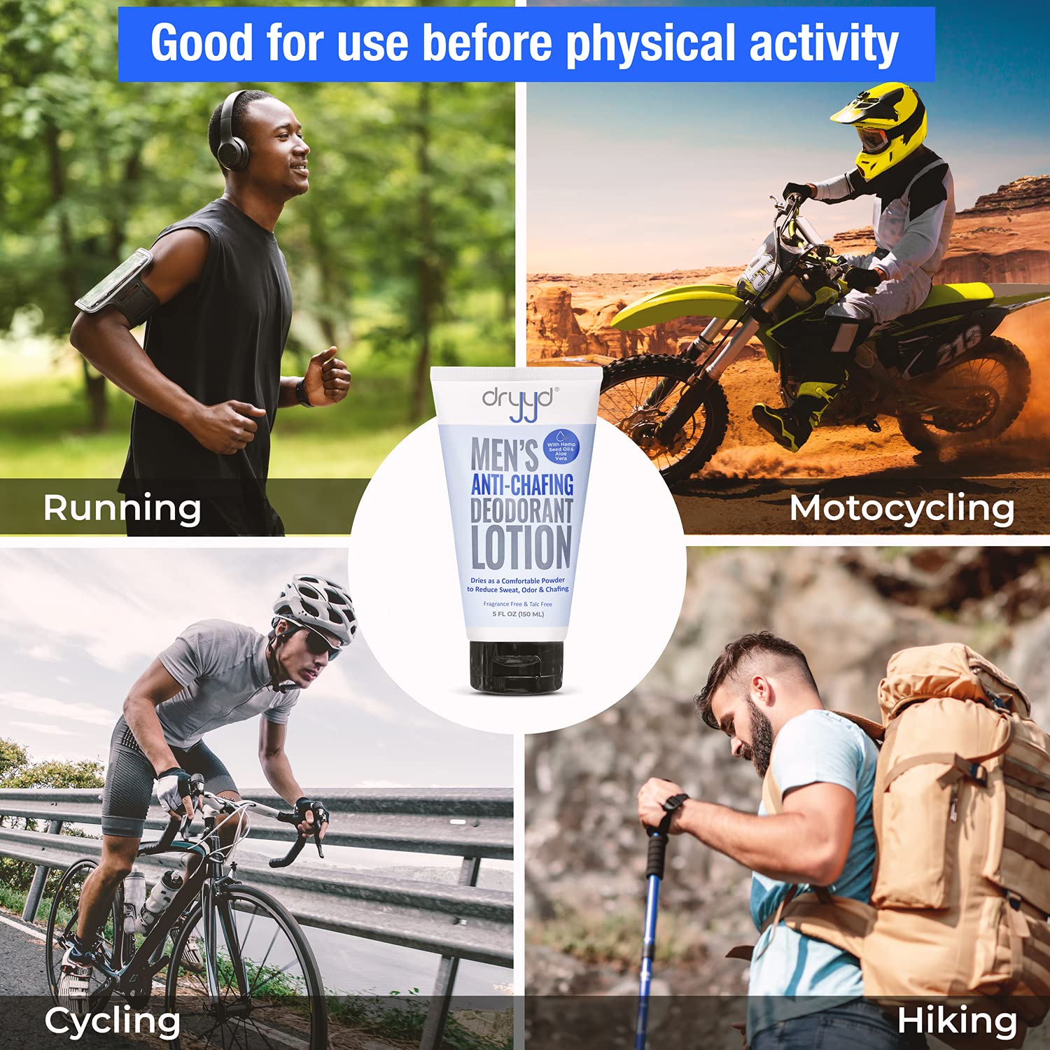 DRYYD Ball Deodorant for Men – Aluminum-Free, Talc-Free Chafing Cream (5oz)