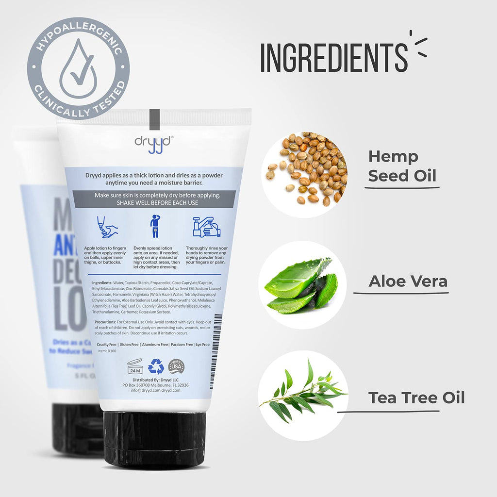 DRYYD Ball Deodorant for Men – Aluminum-Free, Talc-Free Chafing Cream (5oz)